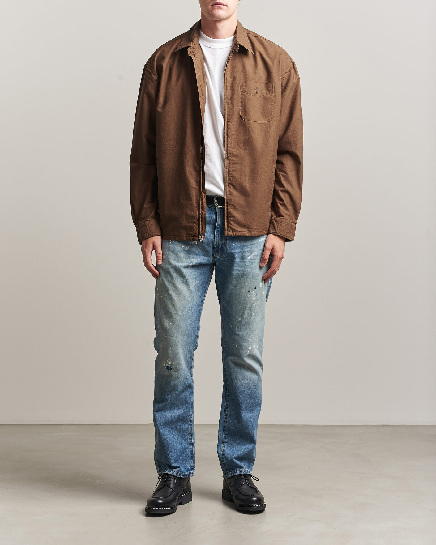 Homme | Chemises | Polo Ralph Lauren | Osaca Oxford Zip Overshirt Chestnut