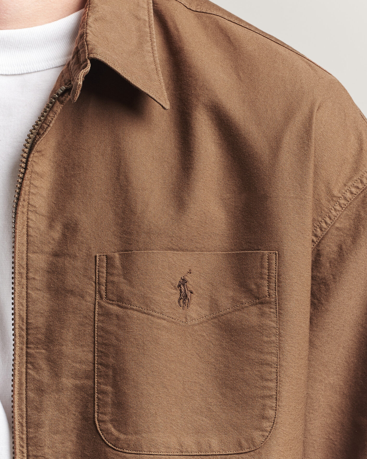 Homme | Chemises | Polo Ralph Lauren | Osaca Oxford Zip Overshirt Chestnut