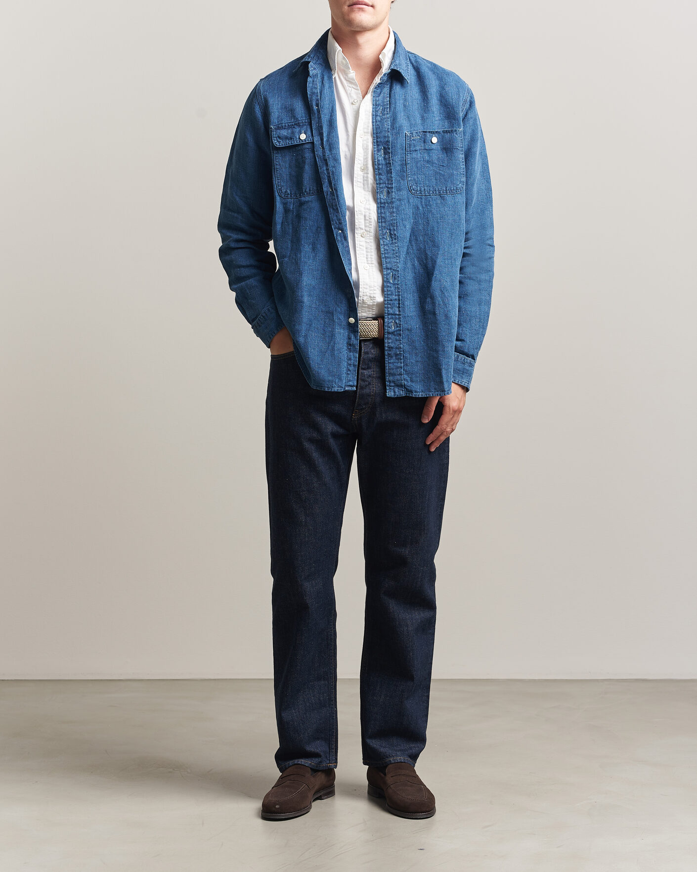 Homme | Chemises | Polo Ralph Lauren | Indigo/Linen Western Shirt Medium Wash
