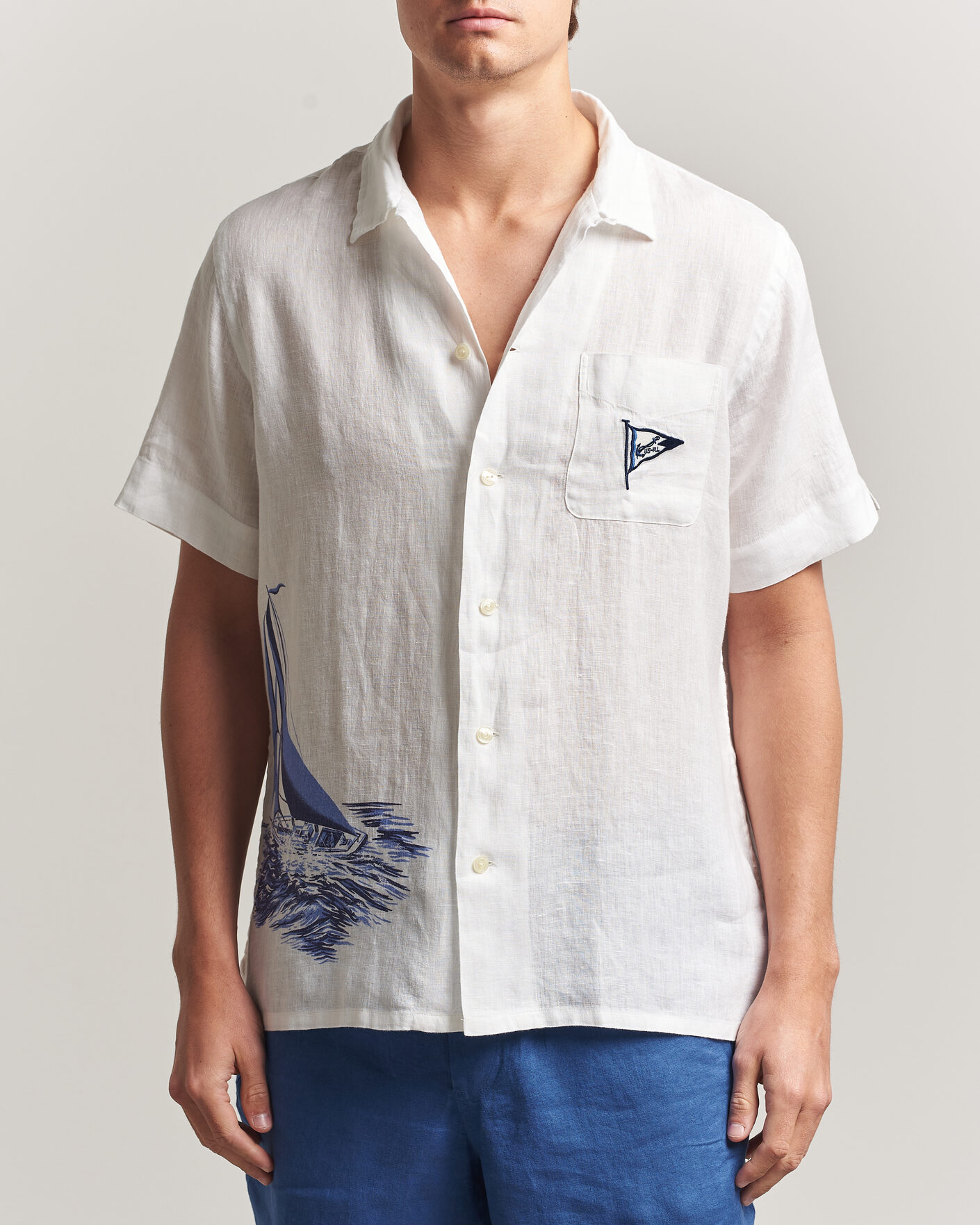 Homme | Chemises | Polo Ralph Lauren | Linen Camp Shirt Vintage Nautical Sail