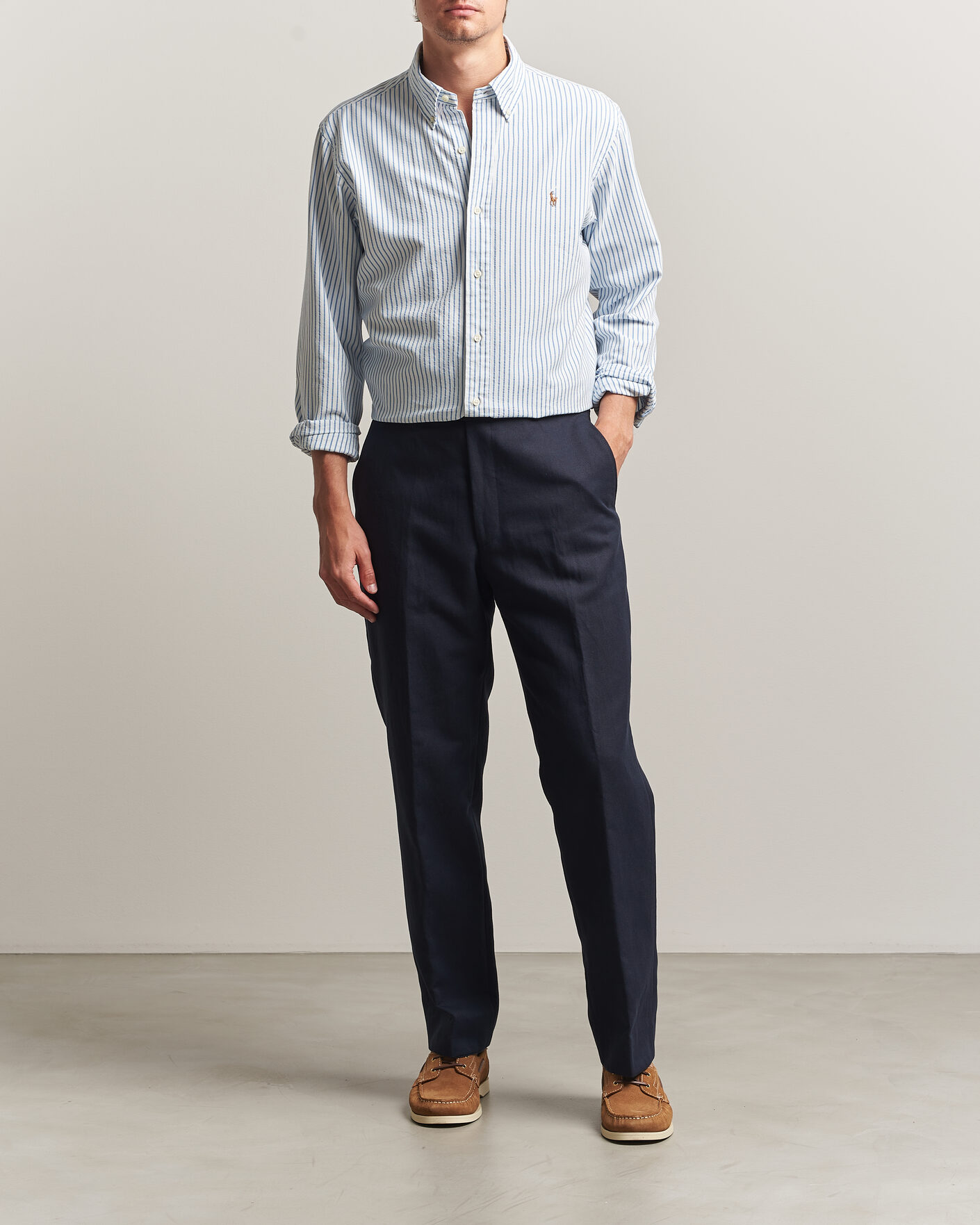 Homme | Chemises | Polo Ralph Lauren | Custom Fit Seersucker/Oxford Stripe Shirt White/Blue