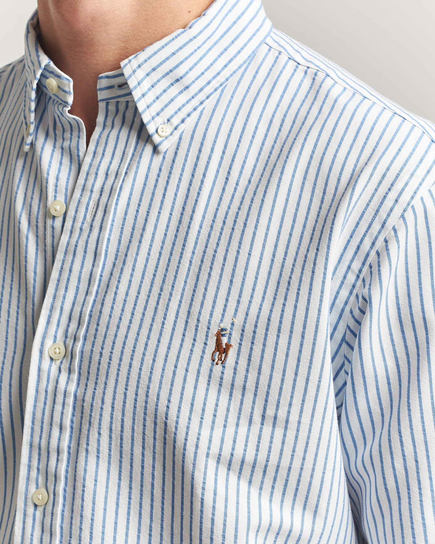 Homme | Chemises | Polo Ralph Lauren | Custom Fit Seersucker/Oxford Stripe Shirt White/Blue