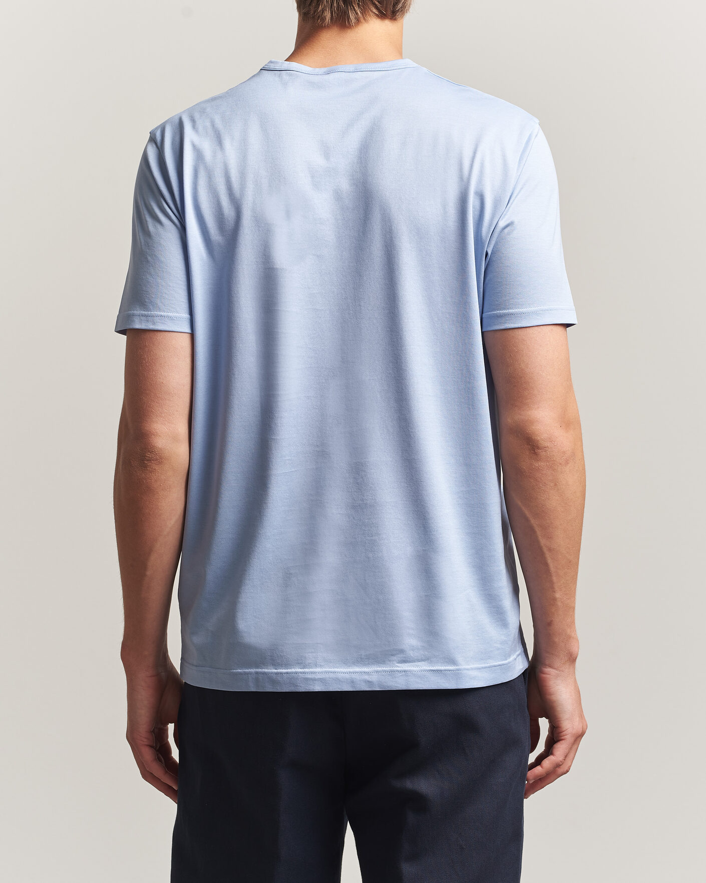 Homme | T-shirts | Sunspel | Crew Neck Q82 Cotton T-Shirt Sky Blue
