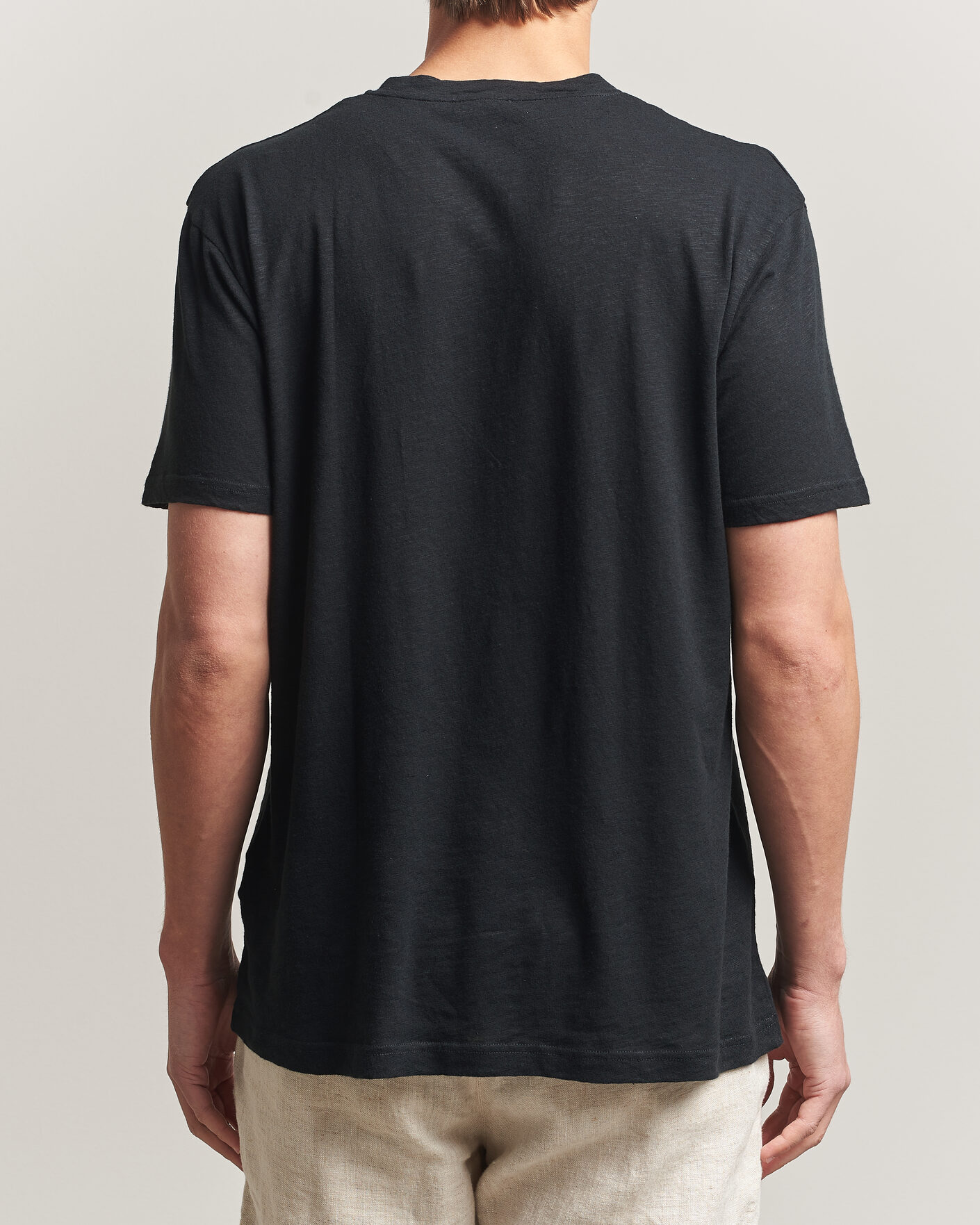 Homme | T-shirts | Sunspel | Pima Cotton/Linen T-Shirt Black