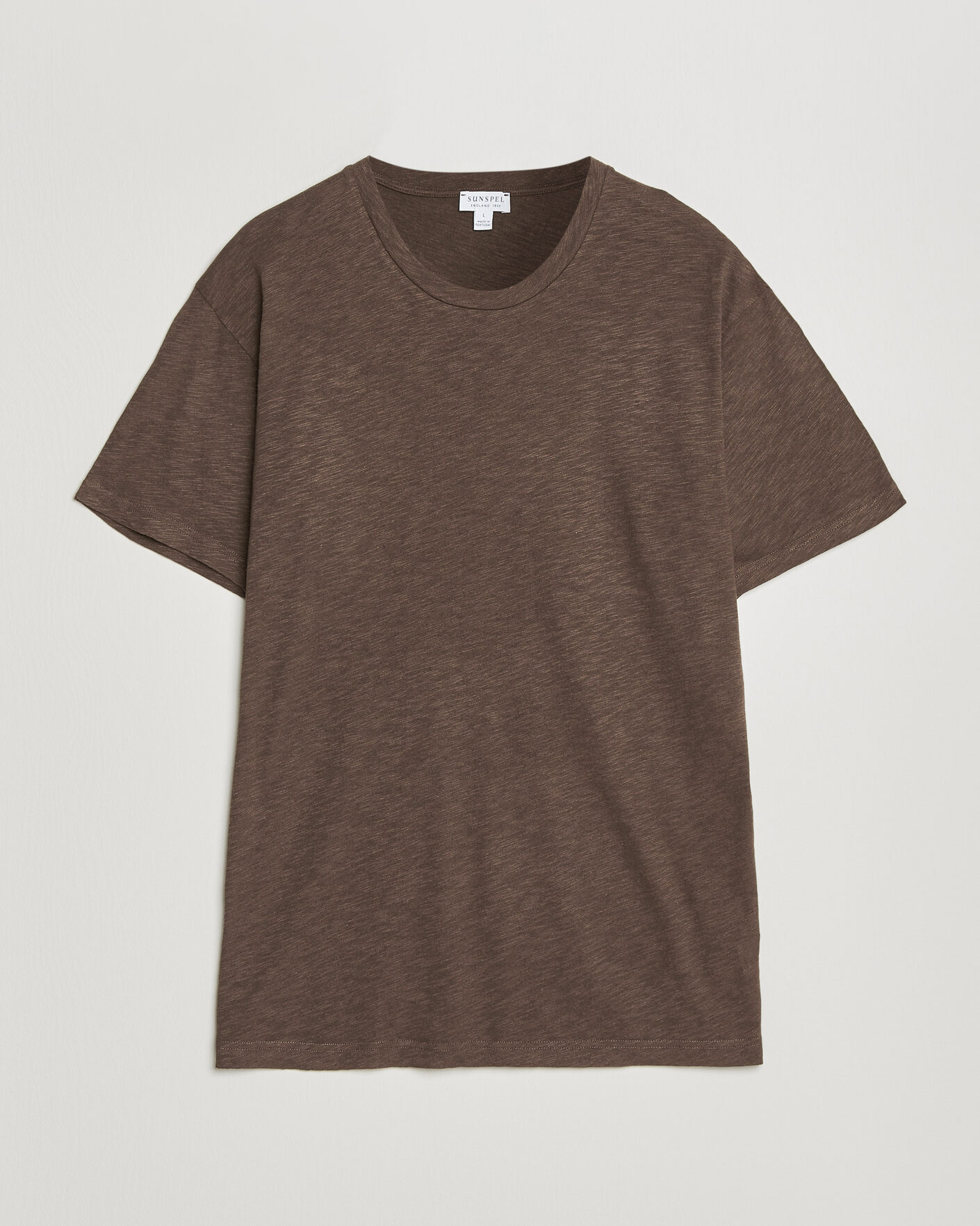 Homme | T-shirts | Sunspel | Pima Cotton/Linen T-Shirt Dark Walnut