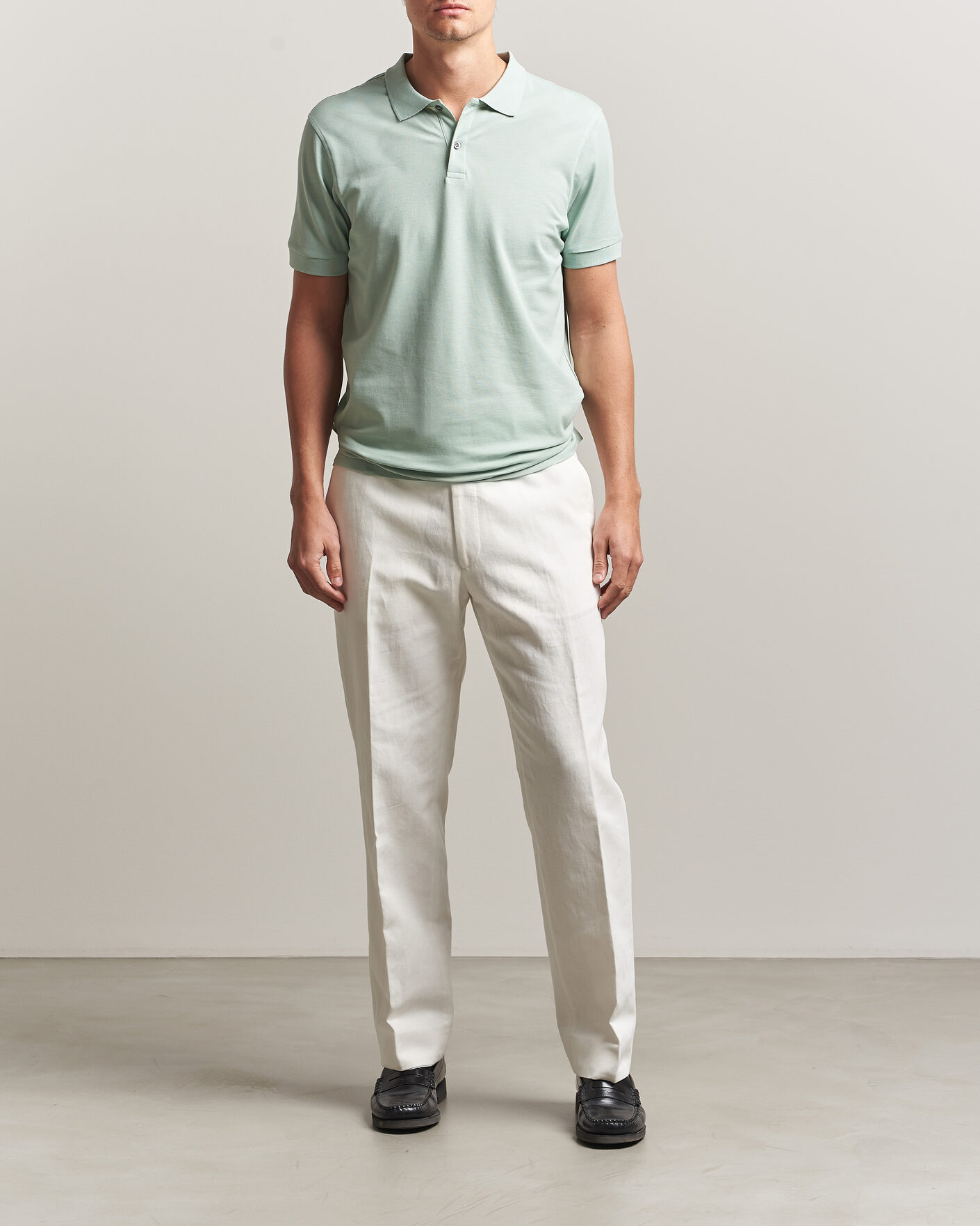 Homme | Polos | Sunspel | Short Sleeve Pique Polo Laurel Green