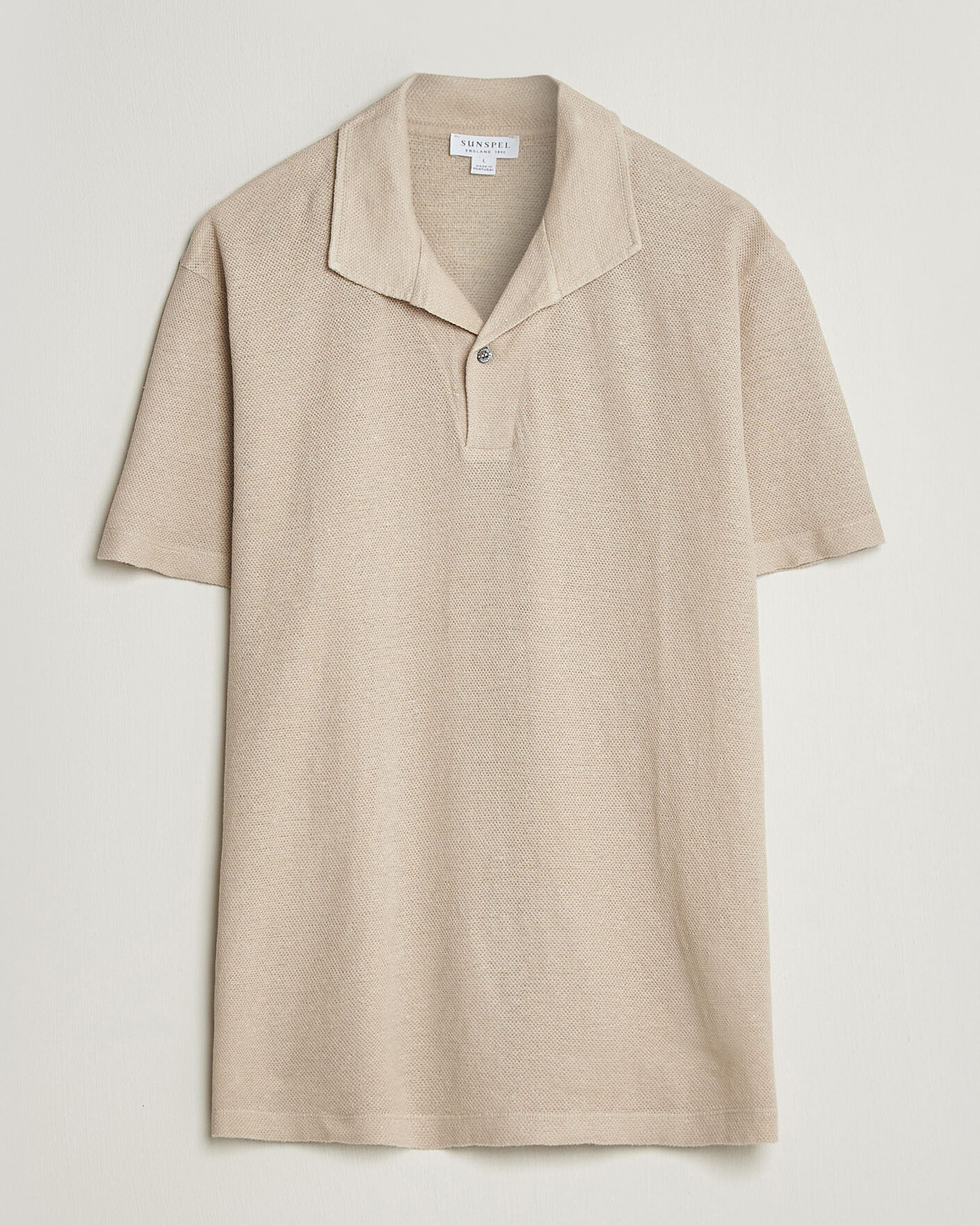 Homme | Polos | Sunspel | Linen Pique Polo Hazelwood