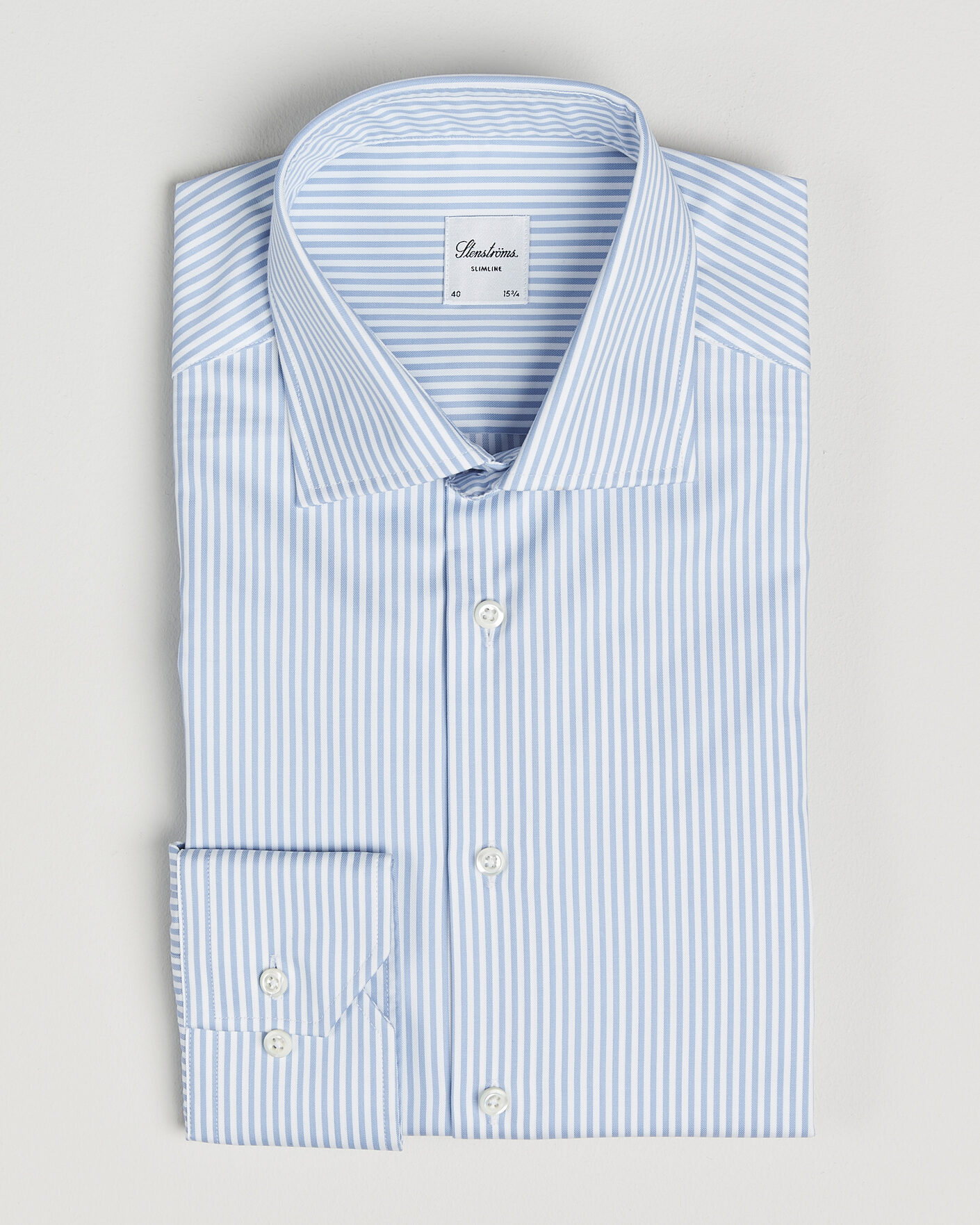 Homme | Chemises | Stenströms | Slimline Stripe Cut Away Shirt Light Blue