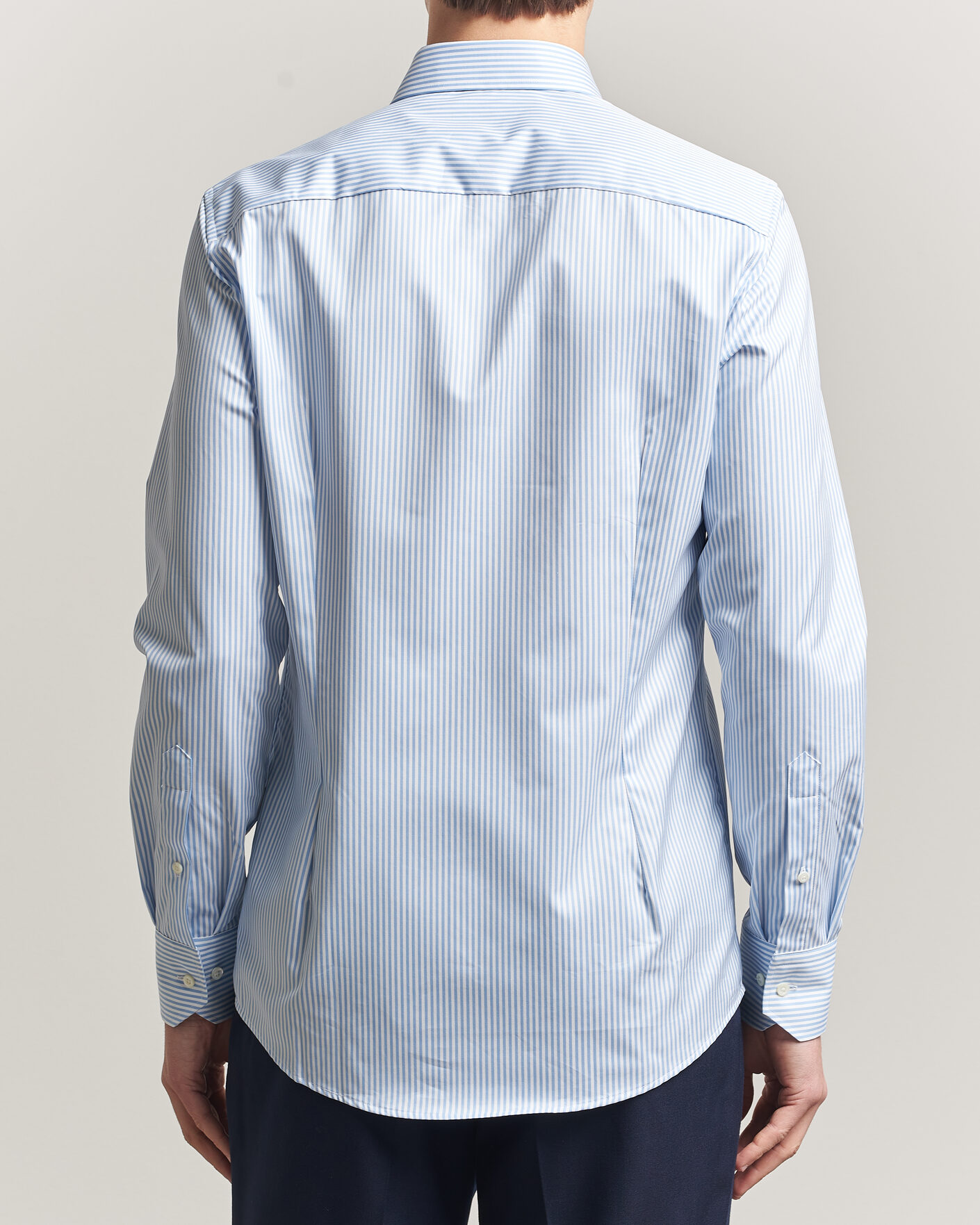 Homme | Chemises | Stenströms | Slimline Stripe Cut Away Shirt Light Blue