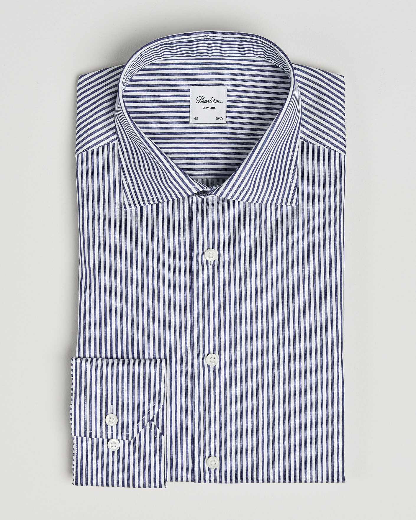 Homme | Chemises | Stenströms | Slimline Stripe Cut Away Shirt Navy