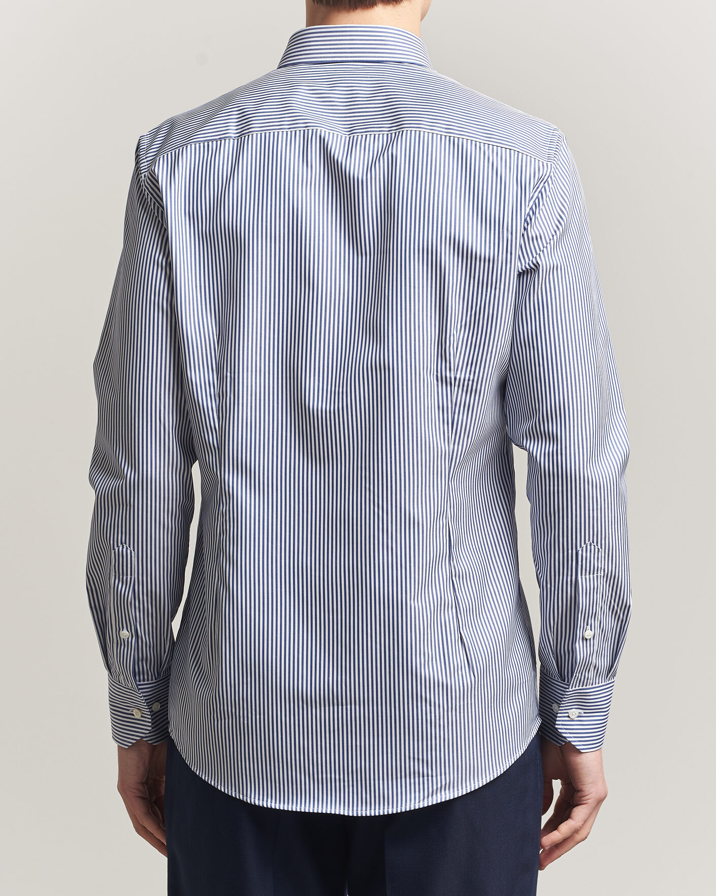 Homme | Chemises | Stenströms | Slimline Stripe Cut Away Shirt Navy