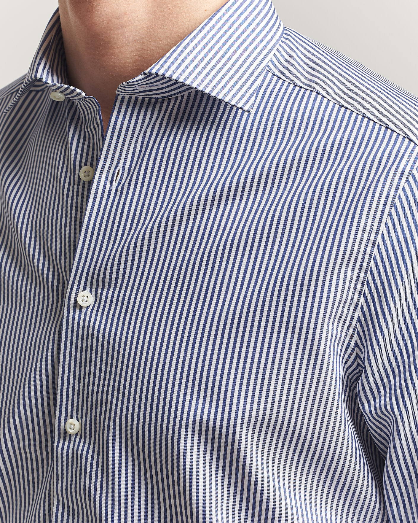 Homme | Chemises | Stenströms | Slimline Stripe Cut Away Shirt Navy