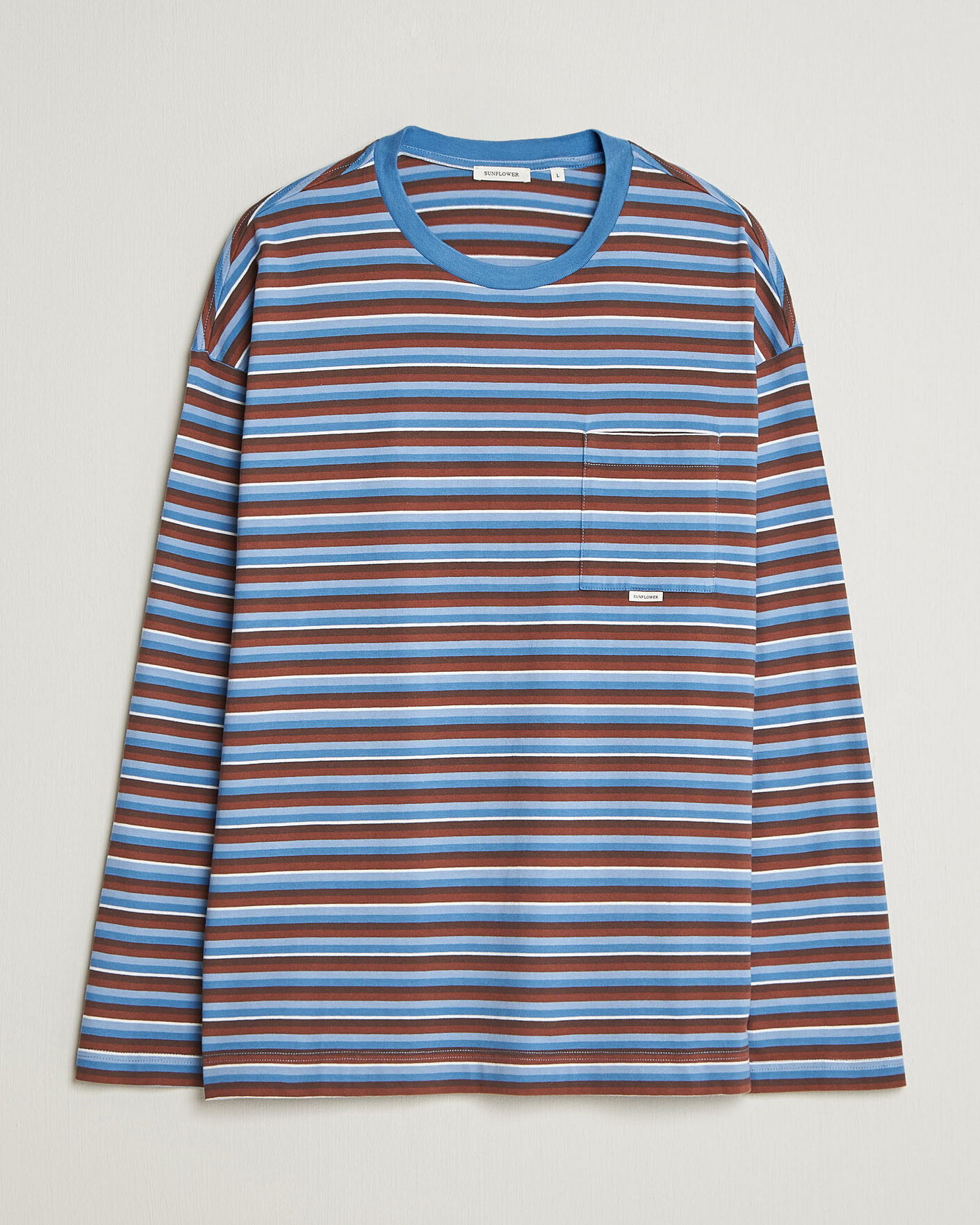 Homme | T-shirts | Sunflower | Long Sleeve Pocket Tee Blue Stripe