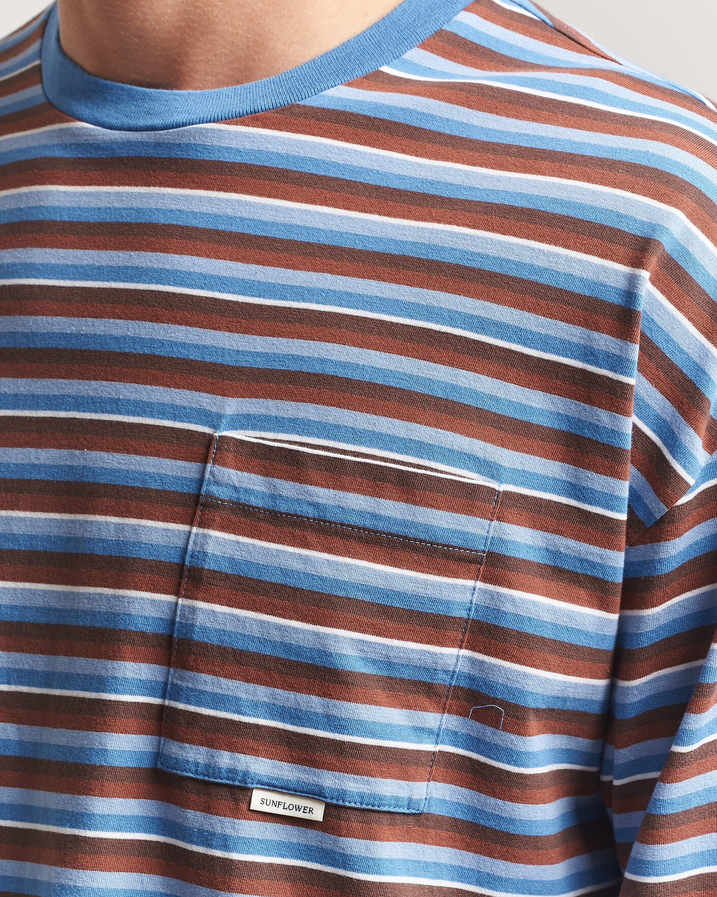 Homme | T-shirts | Sunflower | Long Sleeve Pocket Tee Blue Stripe