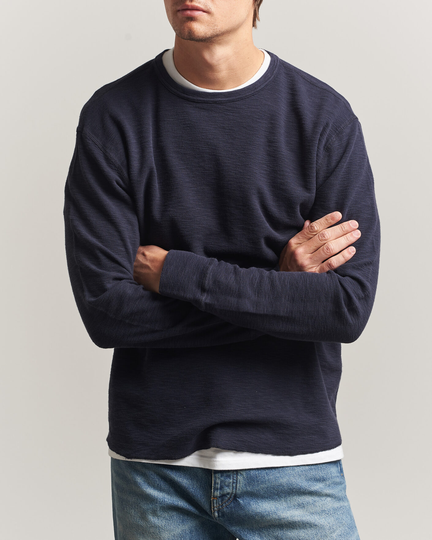 Homme | T-shirts | Sunflower | Long Sleeve Waffle Tee Navy