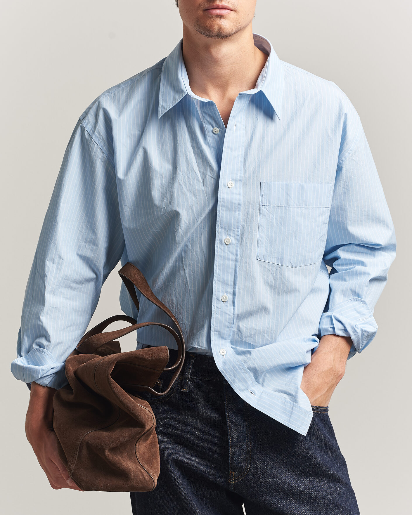 Homme | Chemises | Sunflower | New Base Shirt Light Blue Stripe
