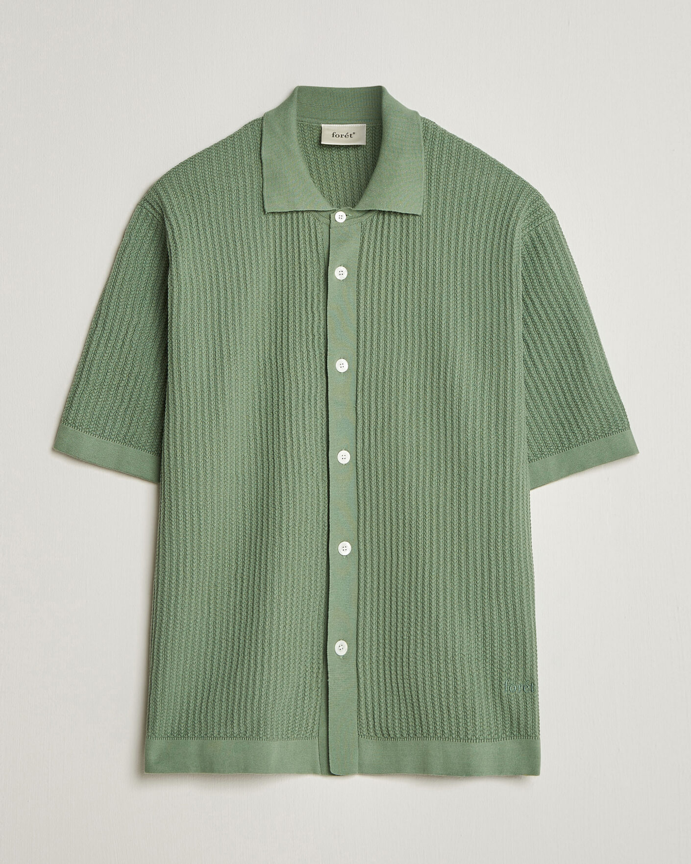 Homme | Chemises | Forét | Barrow Short Sleeve Knitted Cotton Shirt Green Oxide