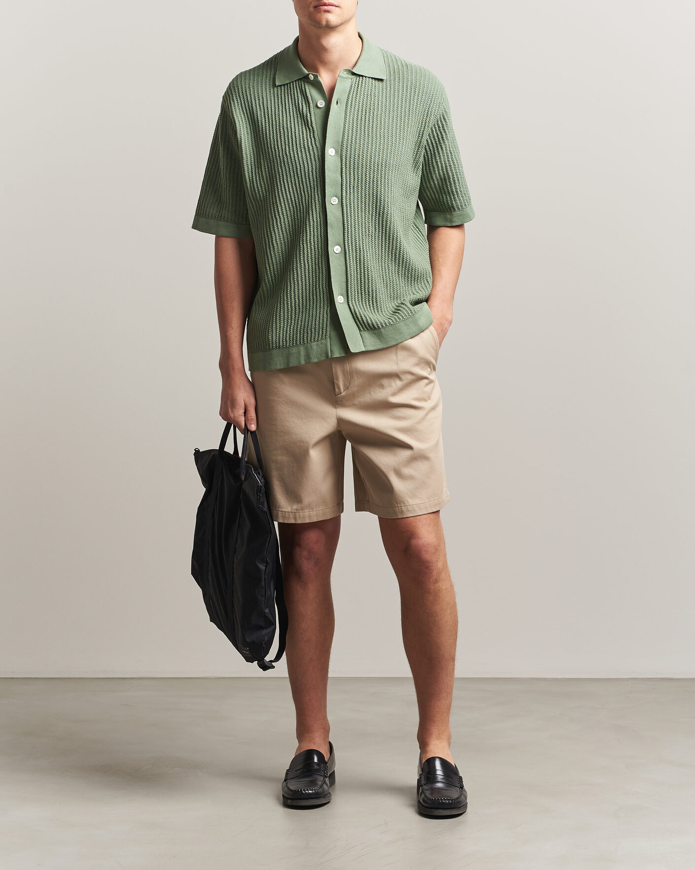 Homme | Chemises | Forét | Barrow Short Sleeve Knitted Cotton Shirt Green Oxide
