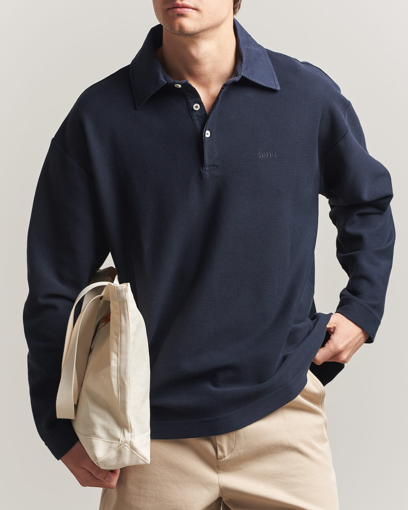 Homme | Pulls Et Tricots | Forét | Herb Textured Knit Polo Navy
