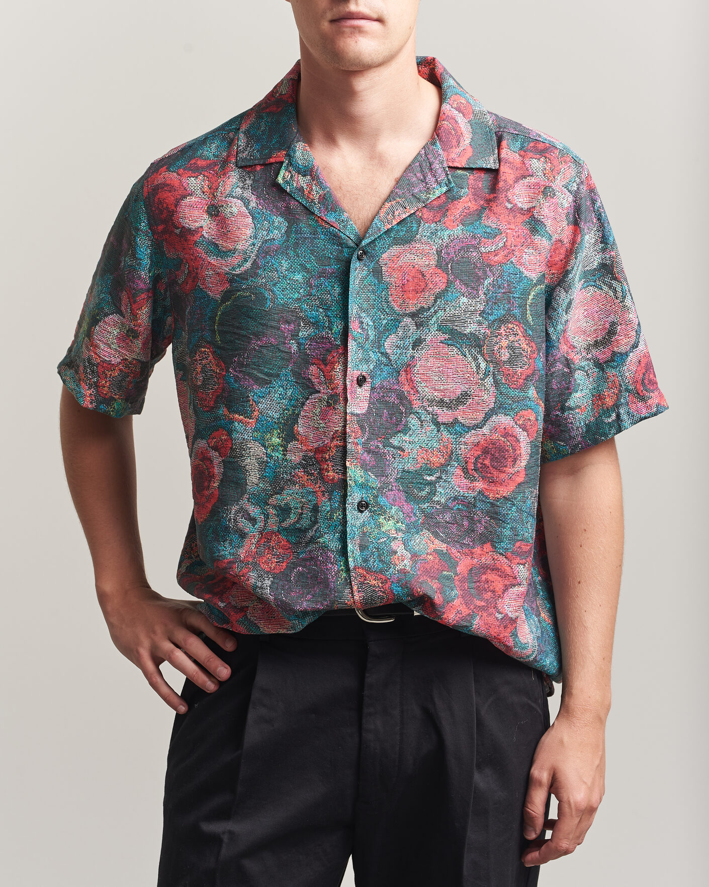 Homme | Chemises | LES DEUX | Bouquet AOP Short Sleeve Shirt Multi