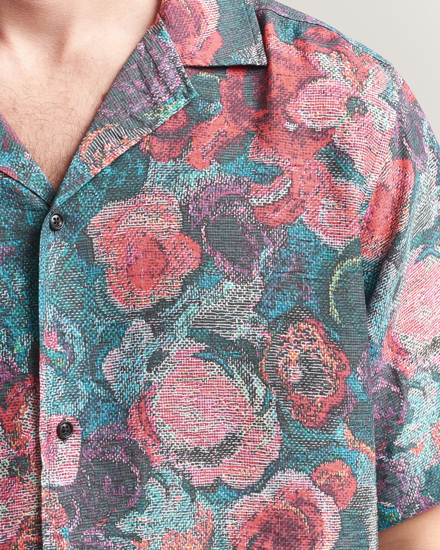 Homme | Chemises | LES DEUX | Bouquet AOP Short Sleeve Shirt Multi