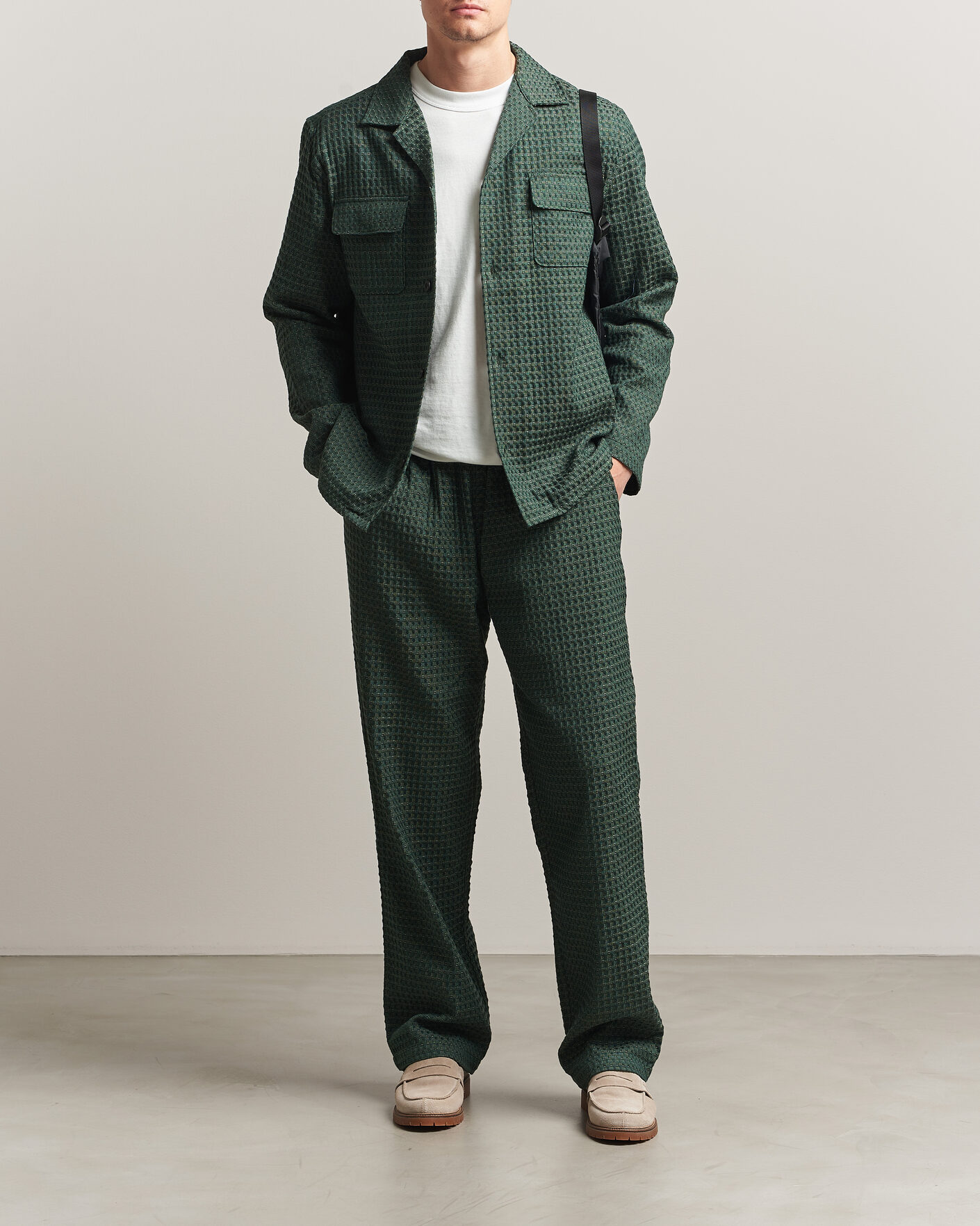 Homme | Pantalons | LES DEUX | Check Seersucker Casual Pants Pine Green