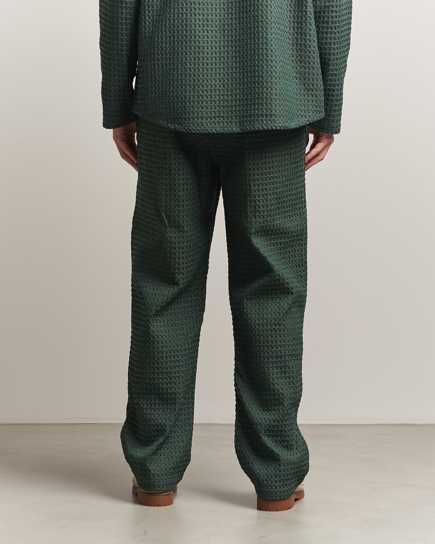 Homme | Pantalons | LES DEUX | Check Seersucker Casual Pants Pine Green