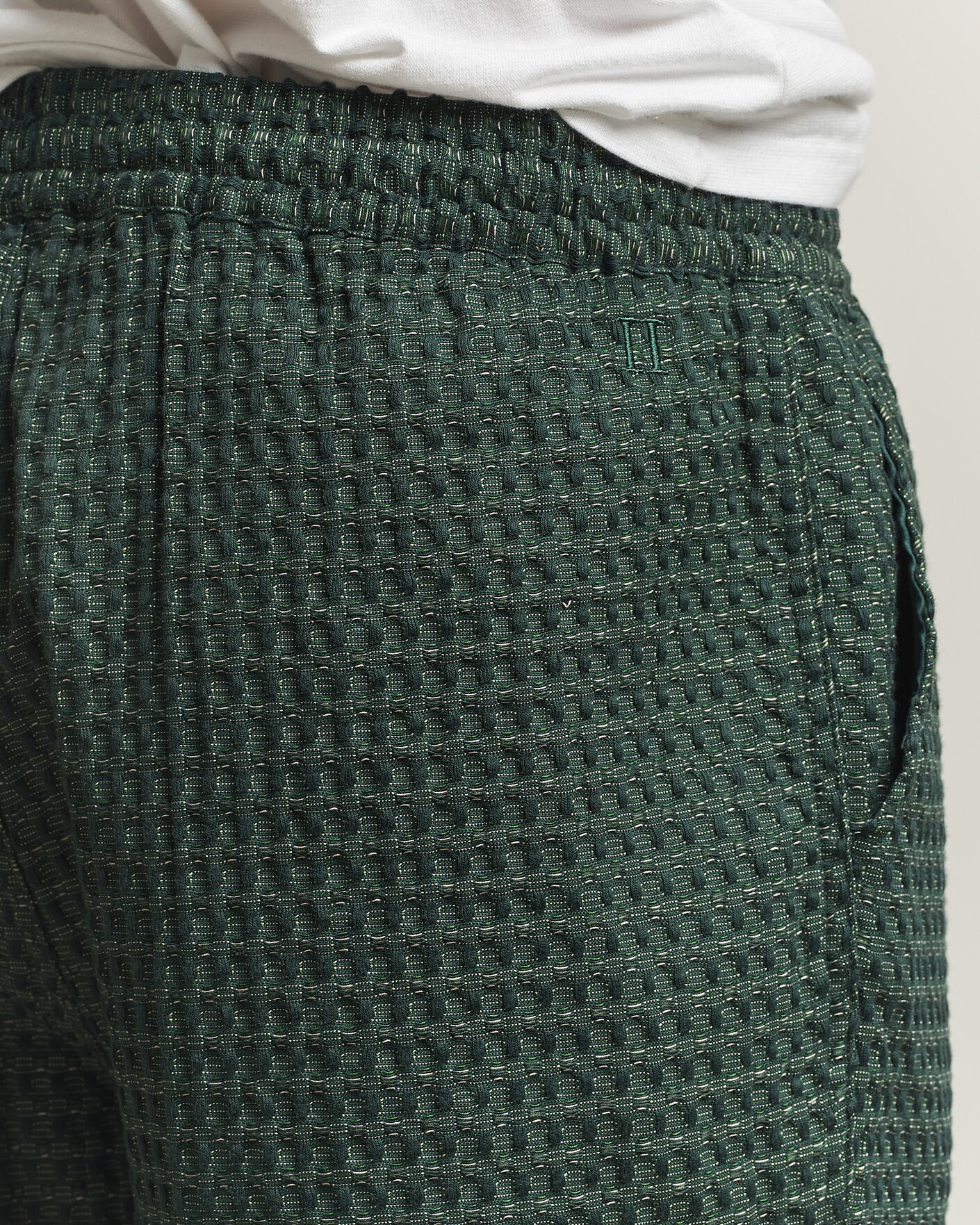 Homme | Pantalons | LES DEUX | Check Seersucker Casual Pants Pine Green