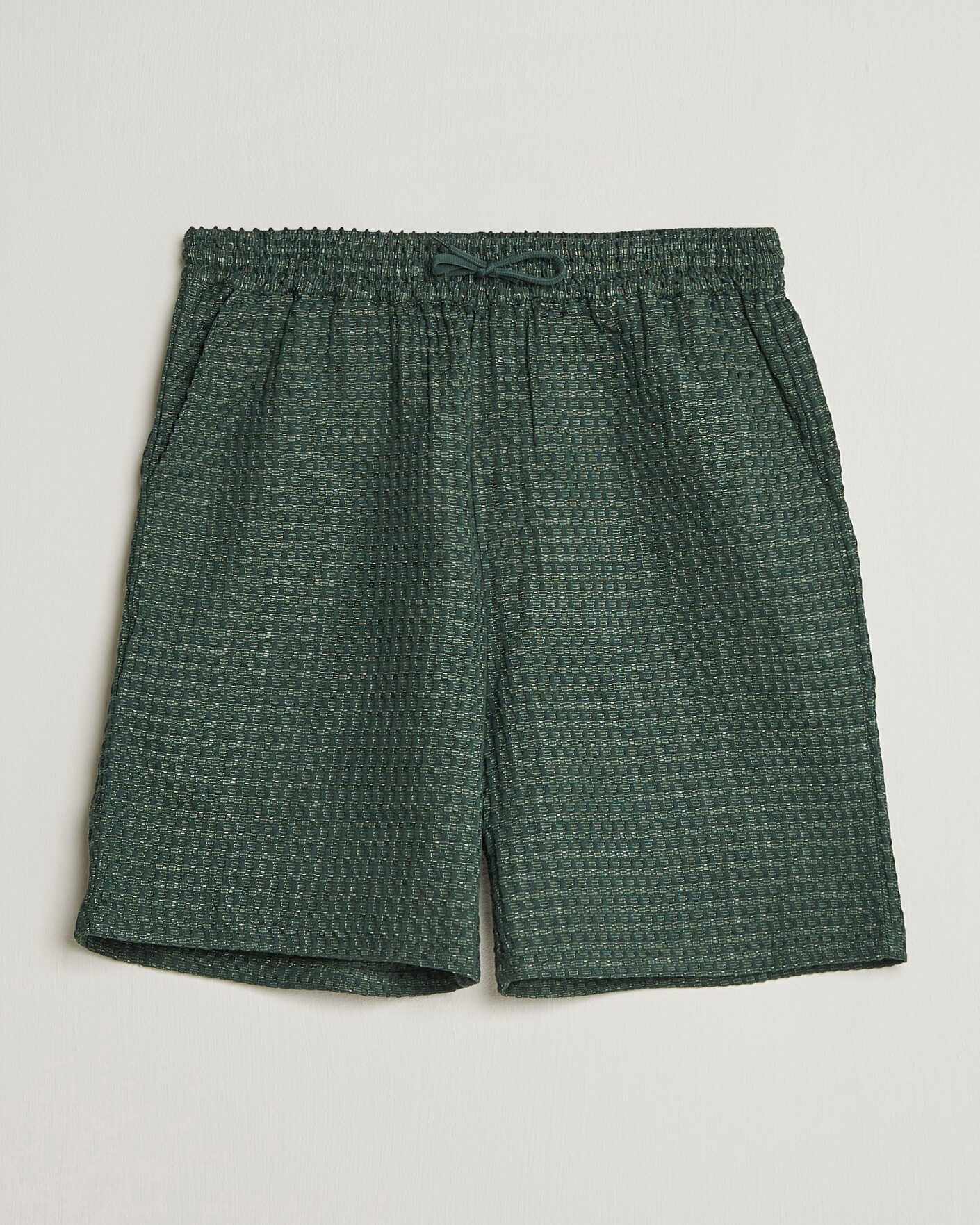 Homme | Shorts | LES DEUX | Check Seersucker Casual Shorts Pine Green