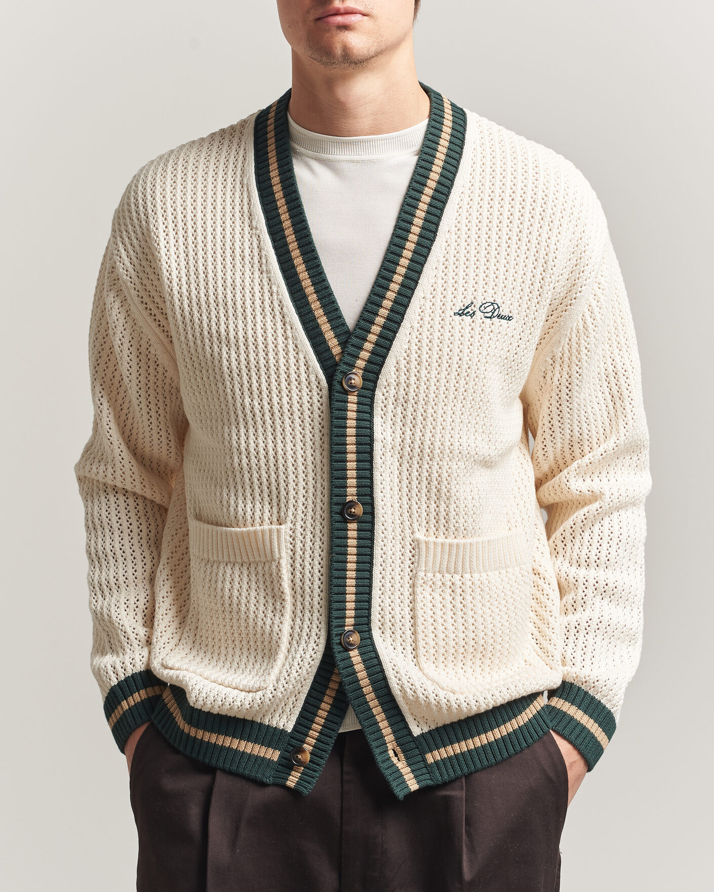 Homme | Pulls Et Tricots | LES DEUX | Lace Knitted Cardigan Eggnog White