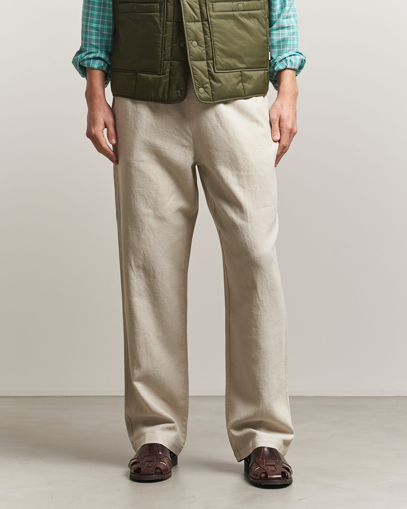 Homme | Pantalons | LES DEUX | Linen Casual Pants Light Sand