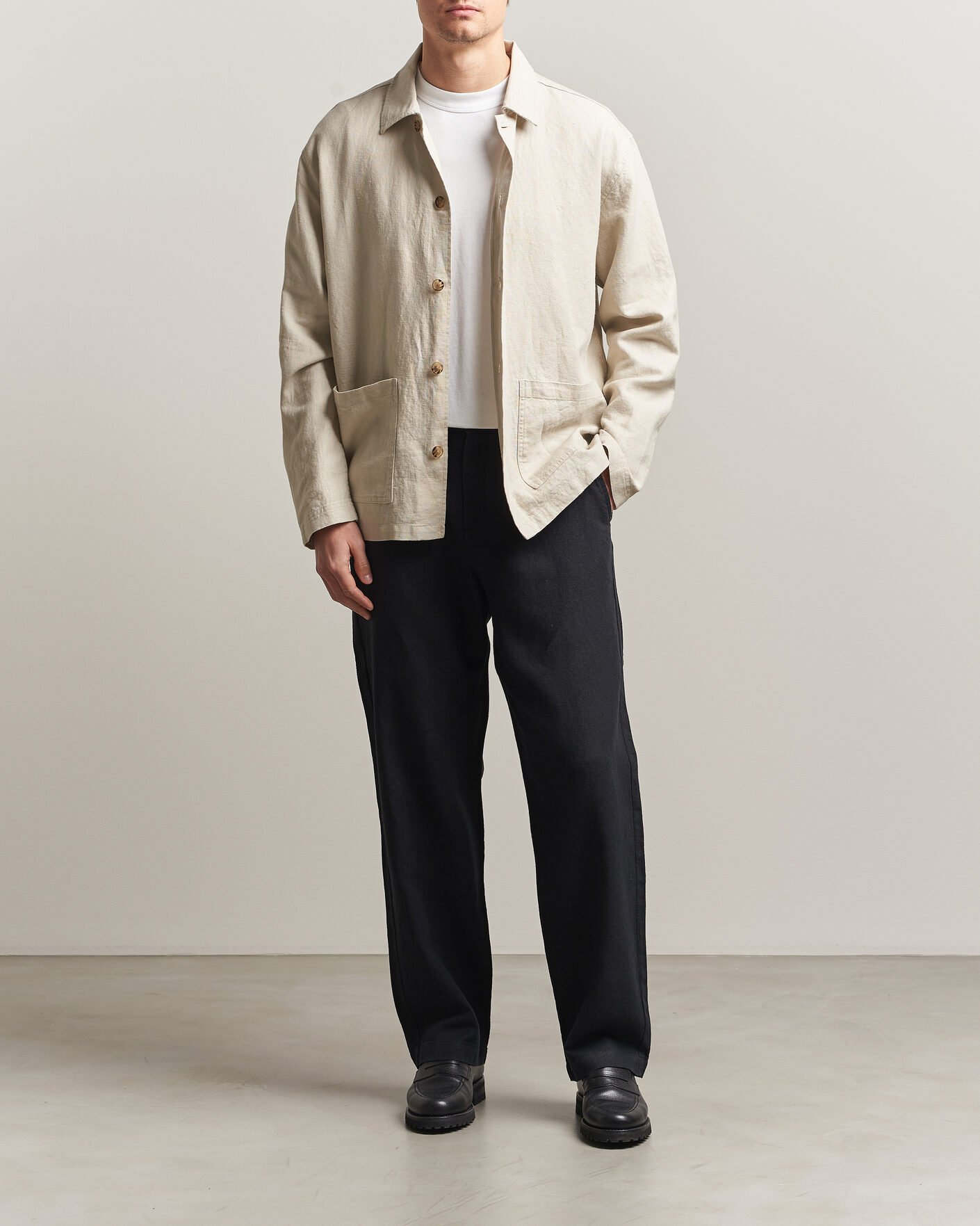 Homme | Pantalons | LES DEUX | Linen Comfort Suit Pants Black
