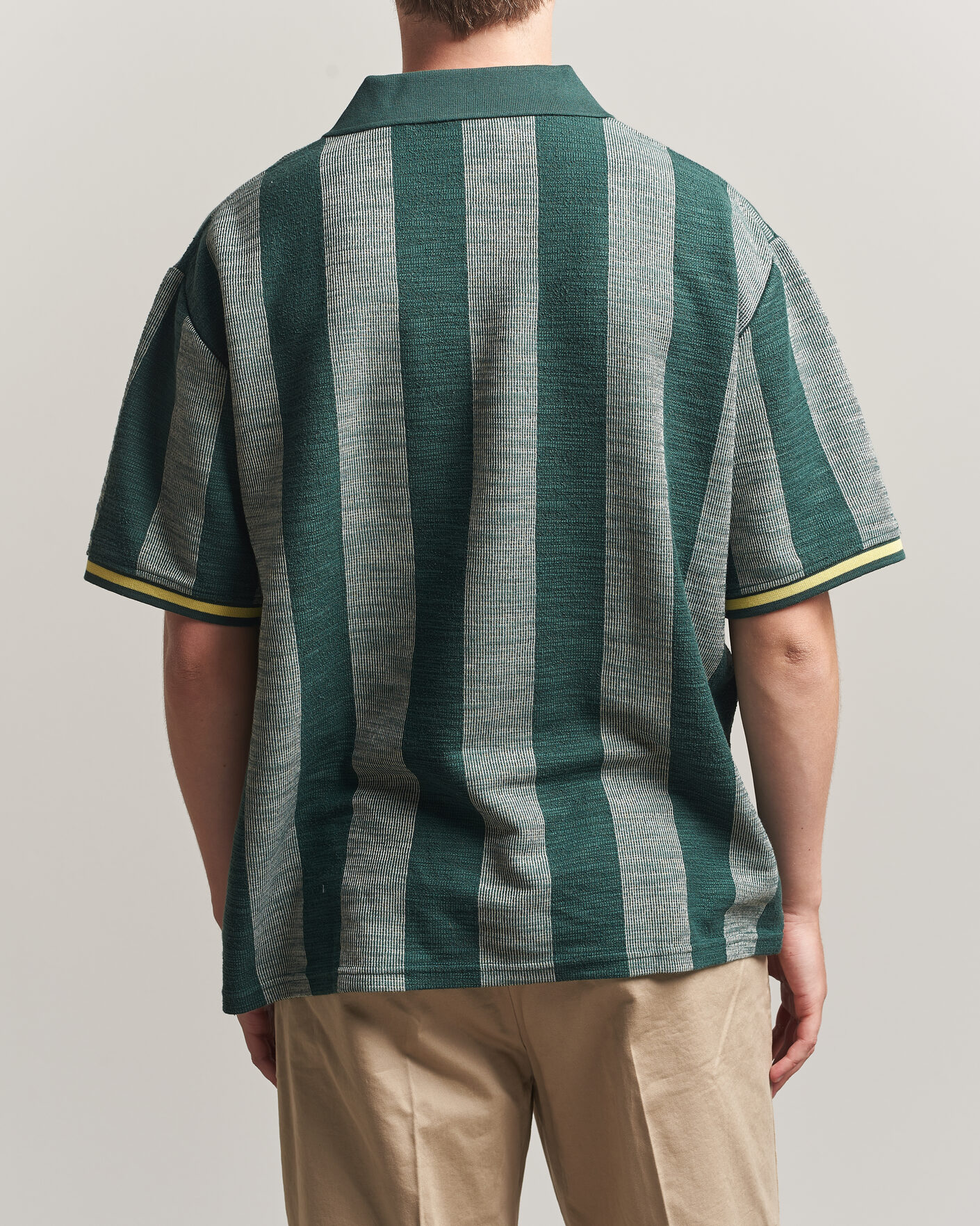 Homme | Polos | LES DEUX | Stripe Jacquard Football Jersey Pine Green