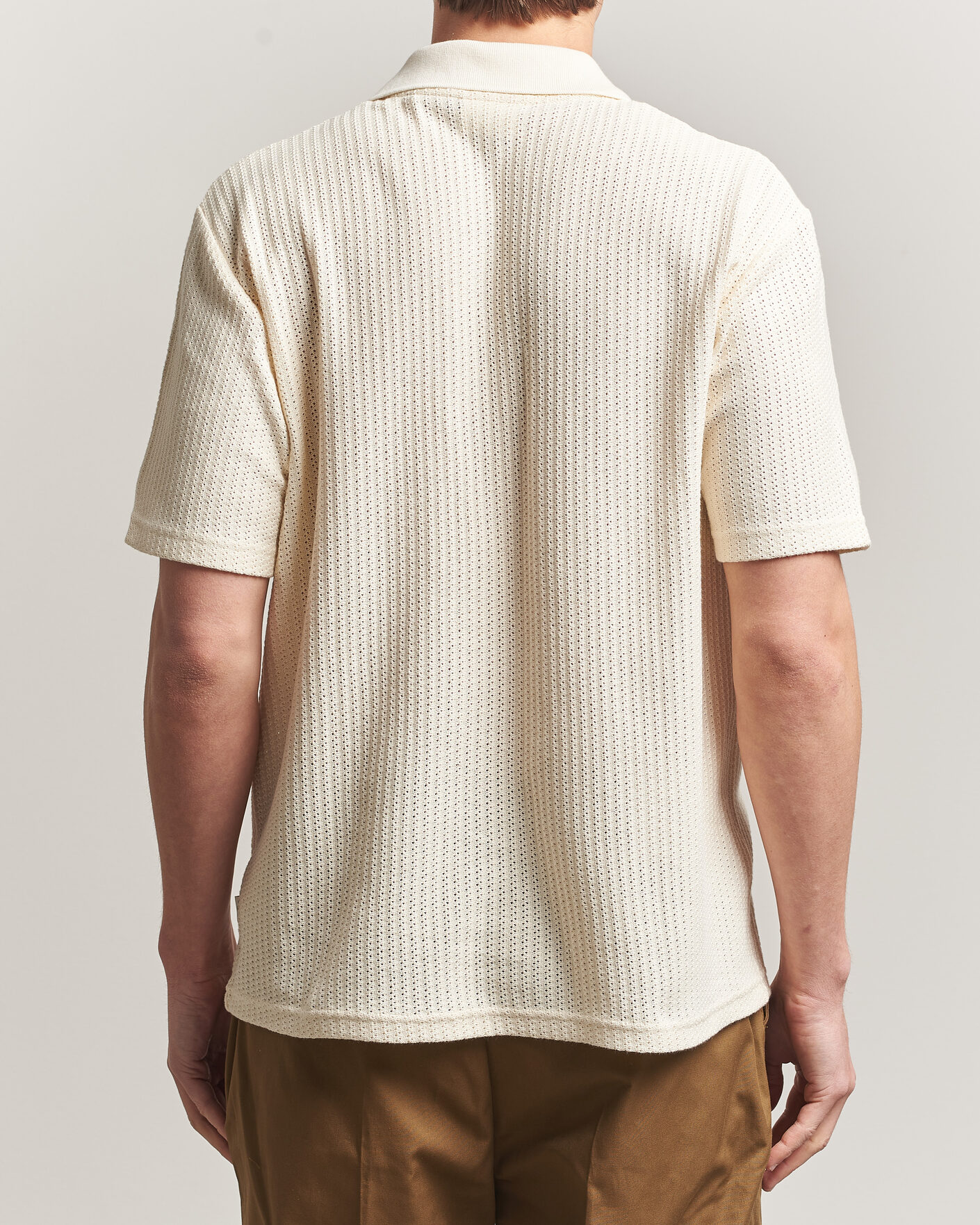 Homme | Chemises | LES DEUX | Pointelle Short Sleeve Knitted Shirt Eggnog White