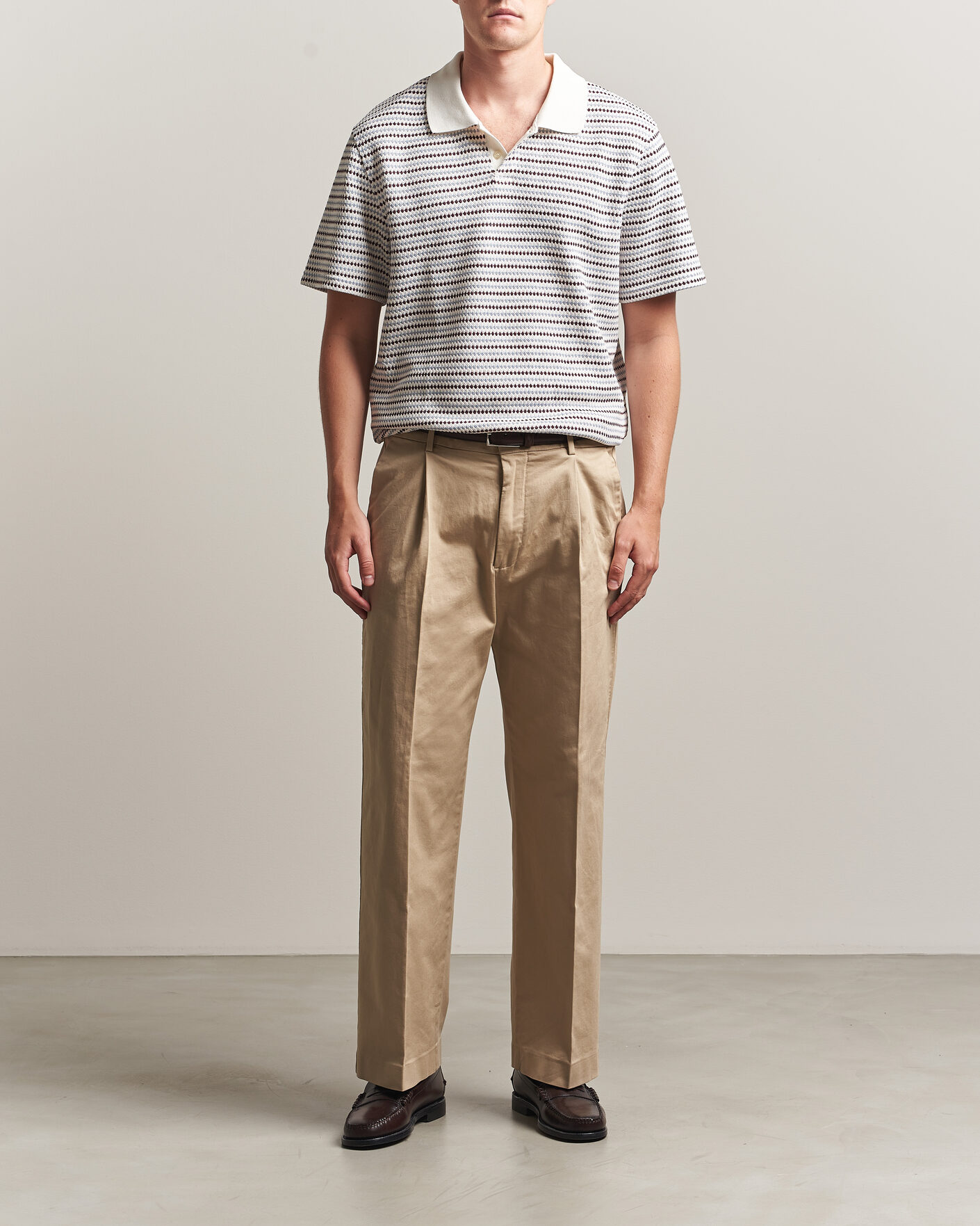 Homme | Polos | LES DEUX | Knitted Stripe Polo Eggnog White