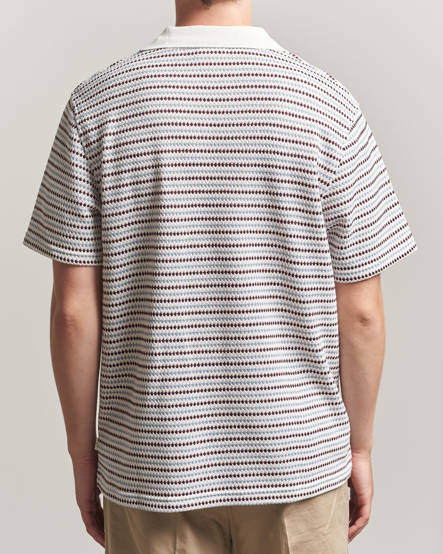 Homme | Polos | LES DEUX | Knitted Stripe Polo Eggnog White