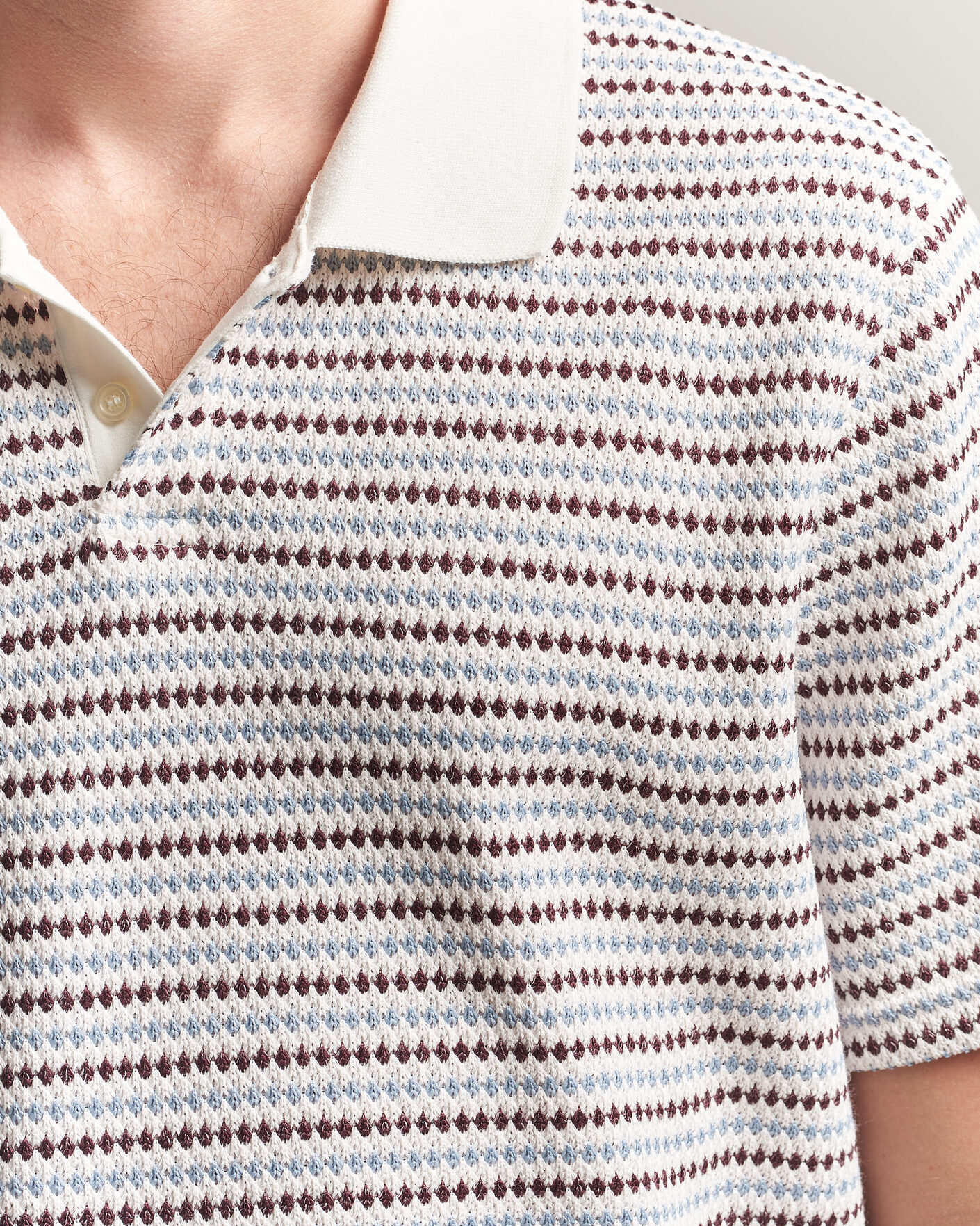 Homme | Polos | LES DEUX | Knitted Stripe Polo Eggnog White