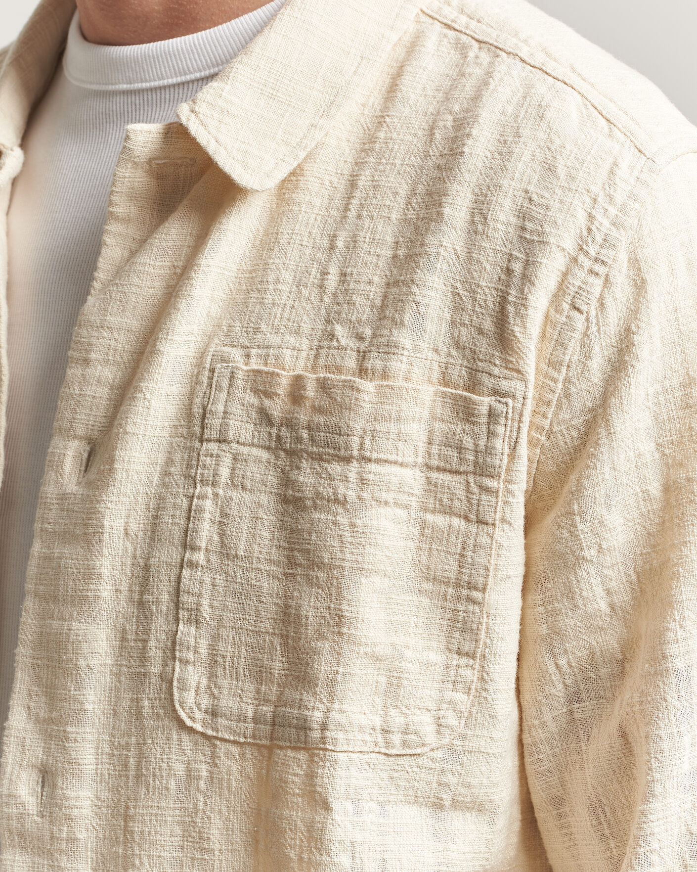 Homme | Chemises | LES DEUX | Textured Slub Overshirt Ivory