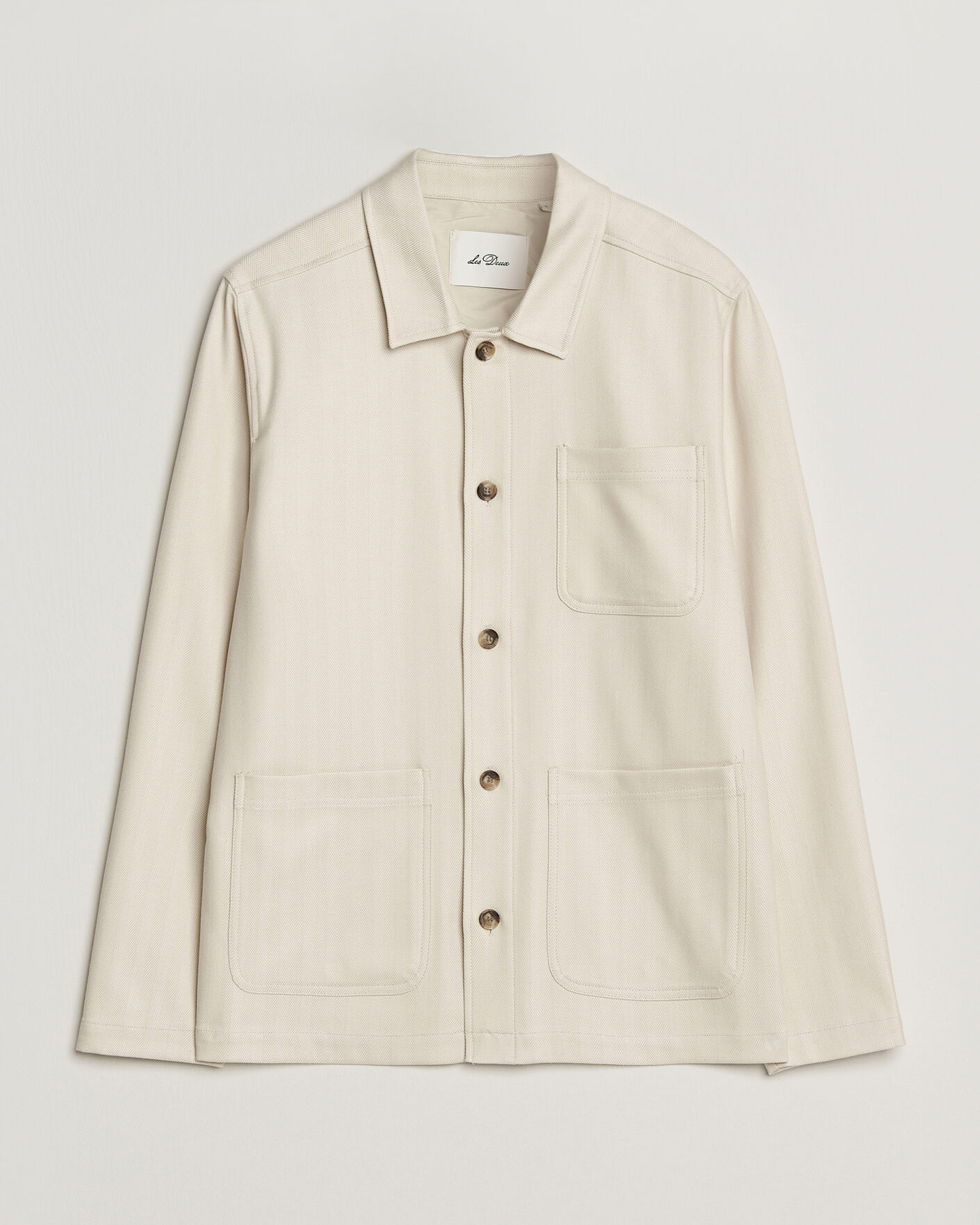 Homme | Chemises | LES DEUX | Herringbone Overshirt Ivory
