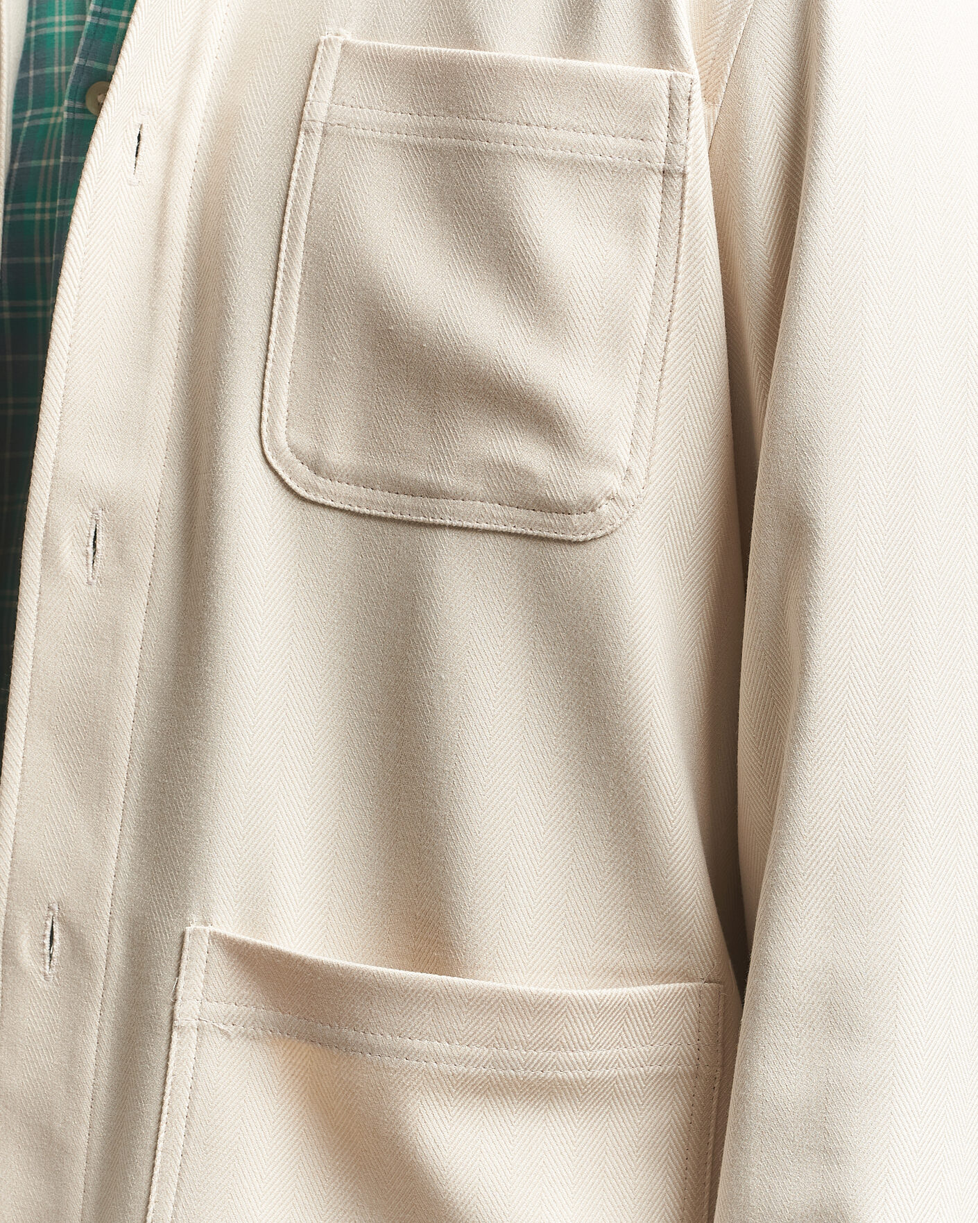 Homme | Chemises | LES DEUX | Herringbone Overshirt Ivory