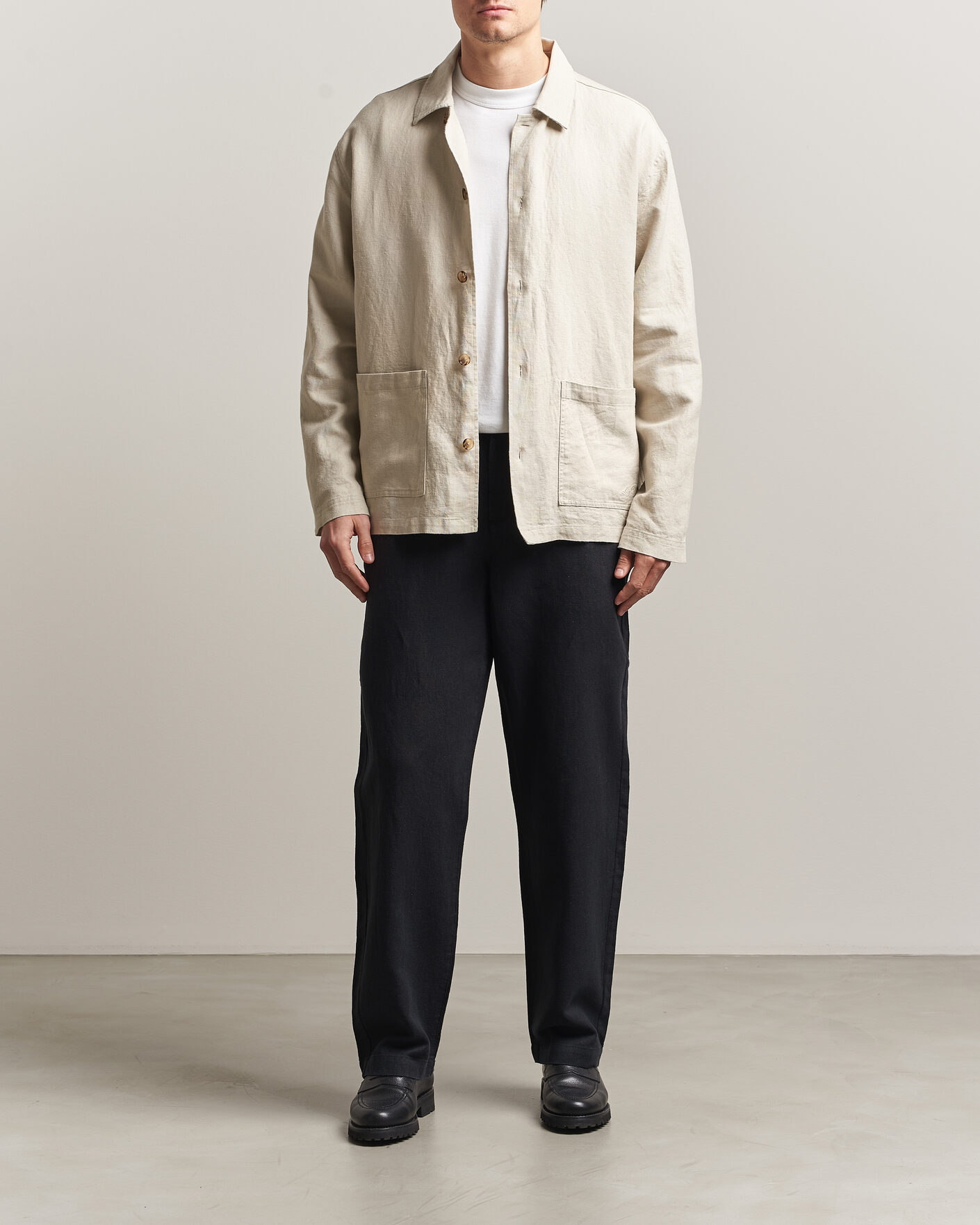Homme | Chemises | LES DEUX | Linen Overshirt Light Sand