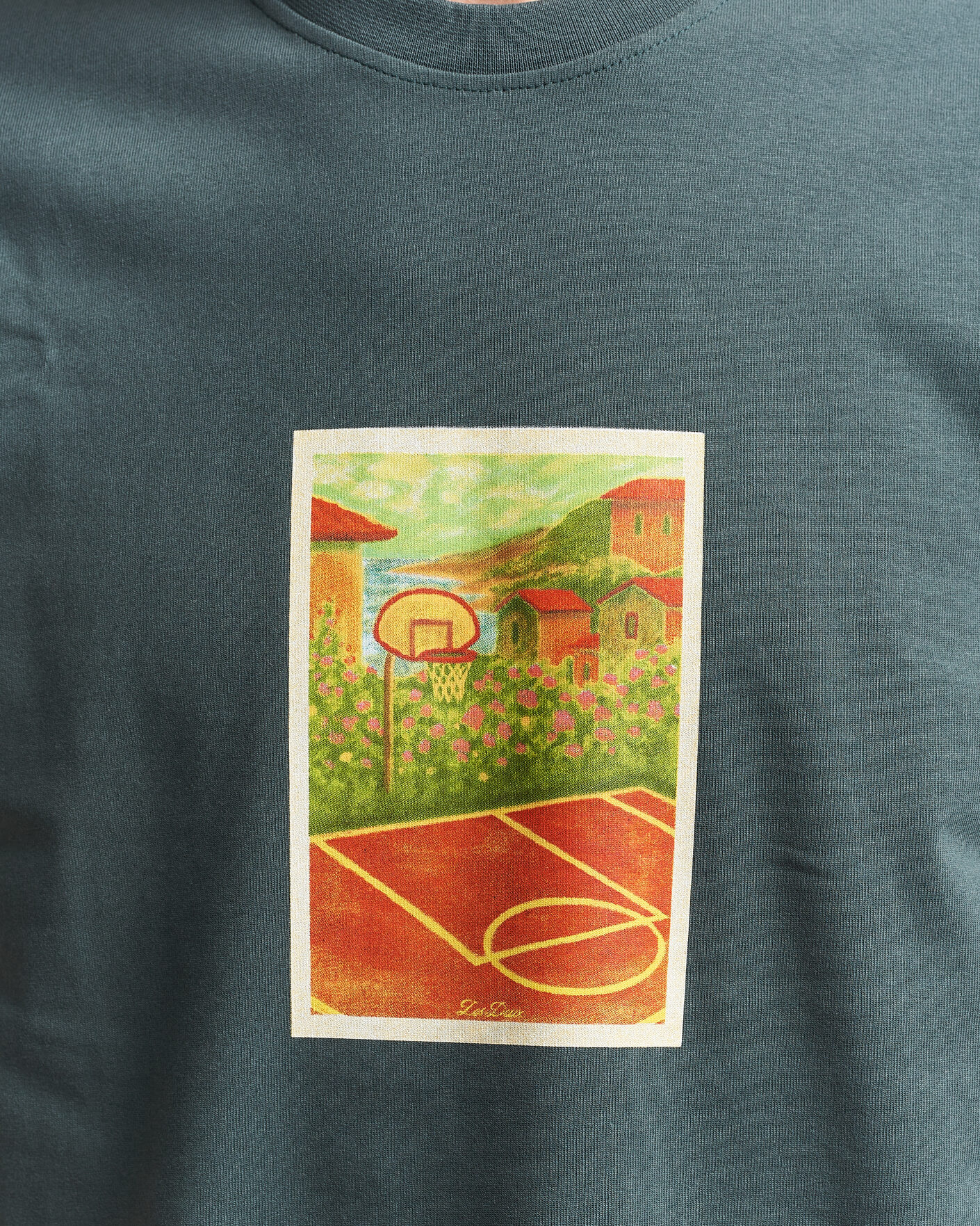 Homme | T-shirts | LES DEUX | Court Printed T-Shirt Pine Green