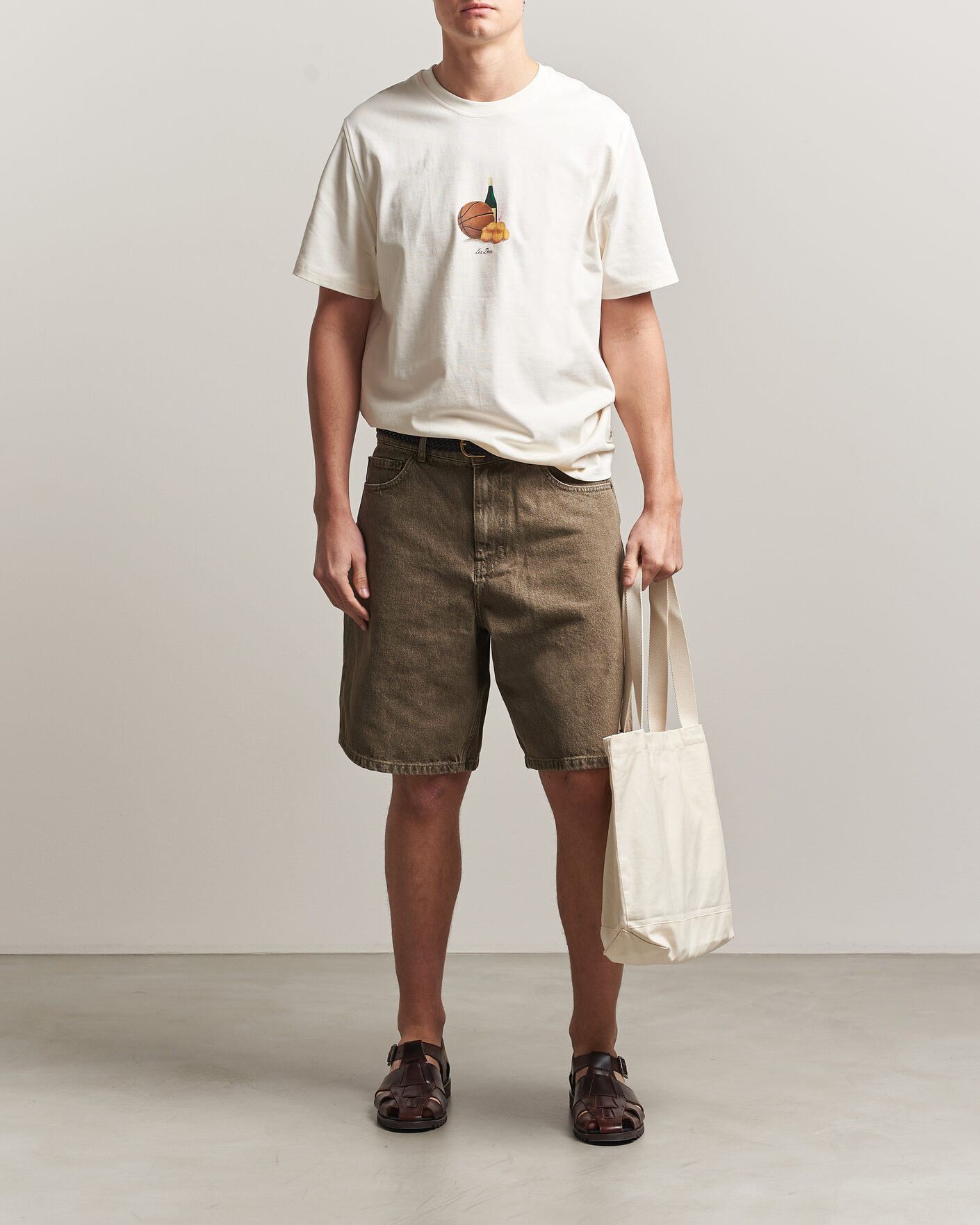 Homme | T-shirts | LES DEUX | Lemons Printed T-Shirt Eggnog White