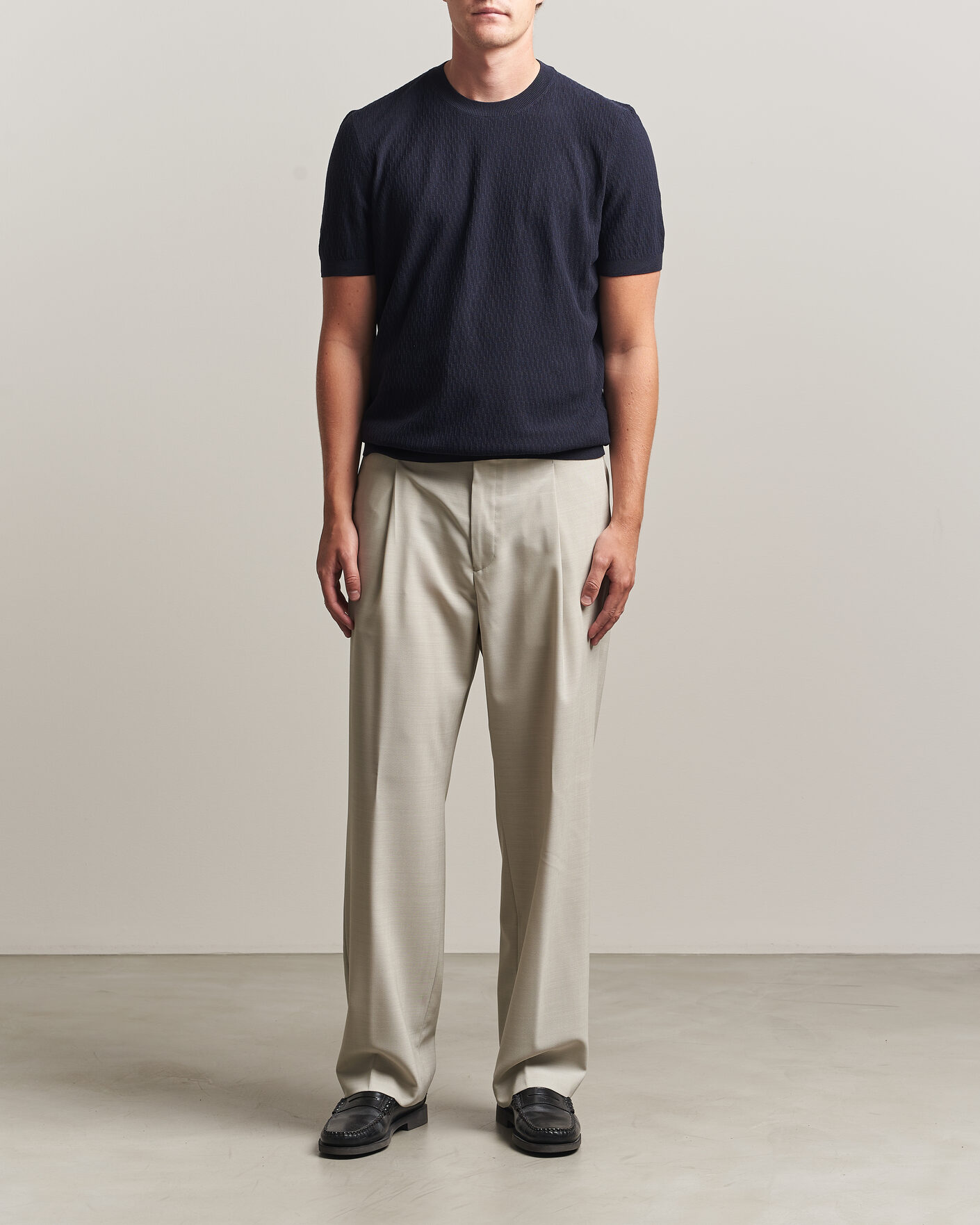 Homme | Pantalons | BOSS BLACK | Pat Pleated Wool Trousers Light Beige