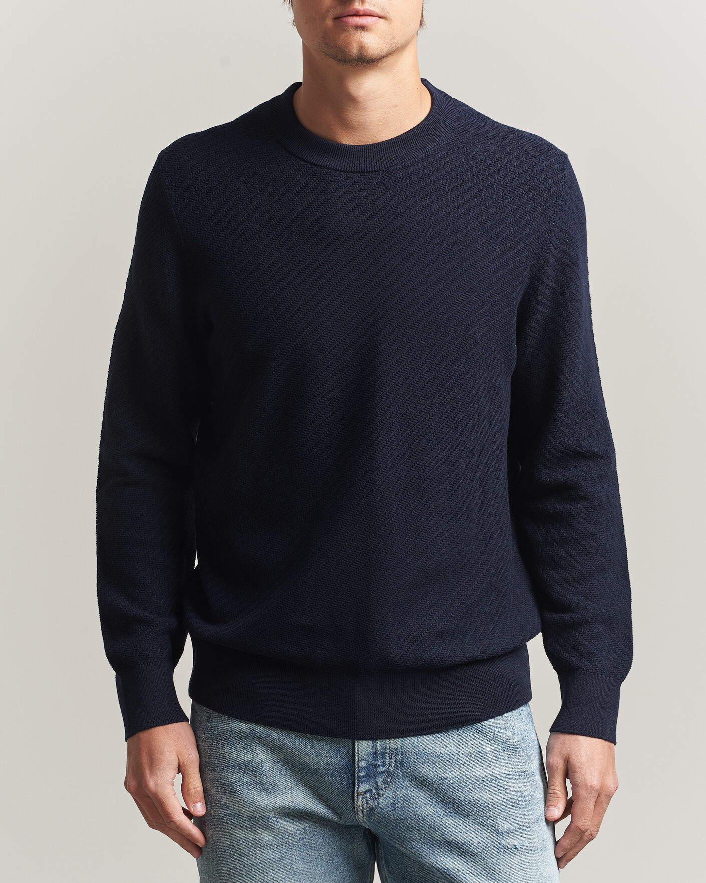 Homme | Pulls Et Tricots | BOSS BLACK | Lofranco Structured Knitted Sweater Dark Blue