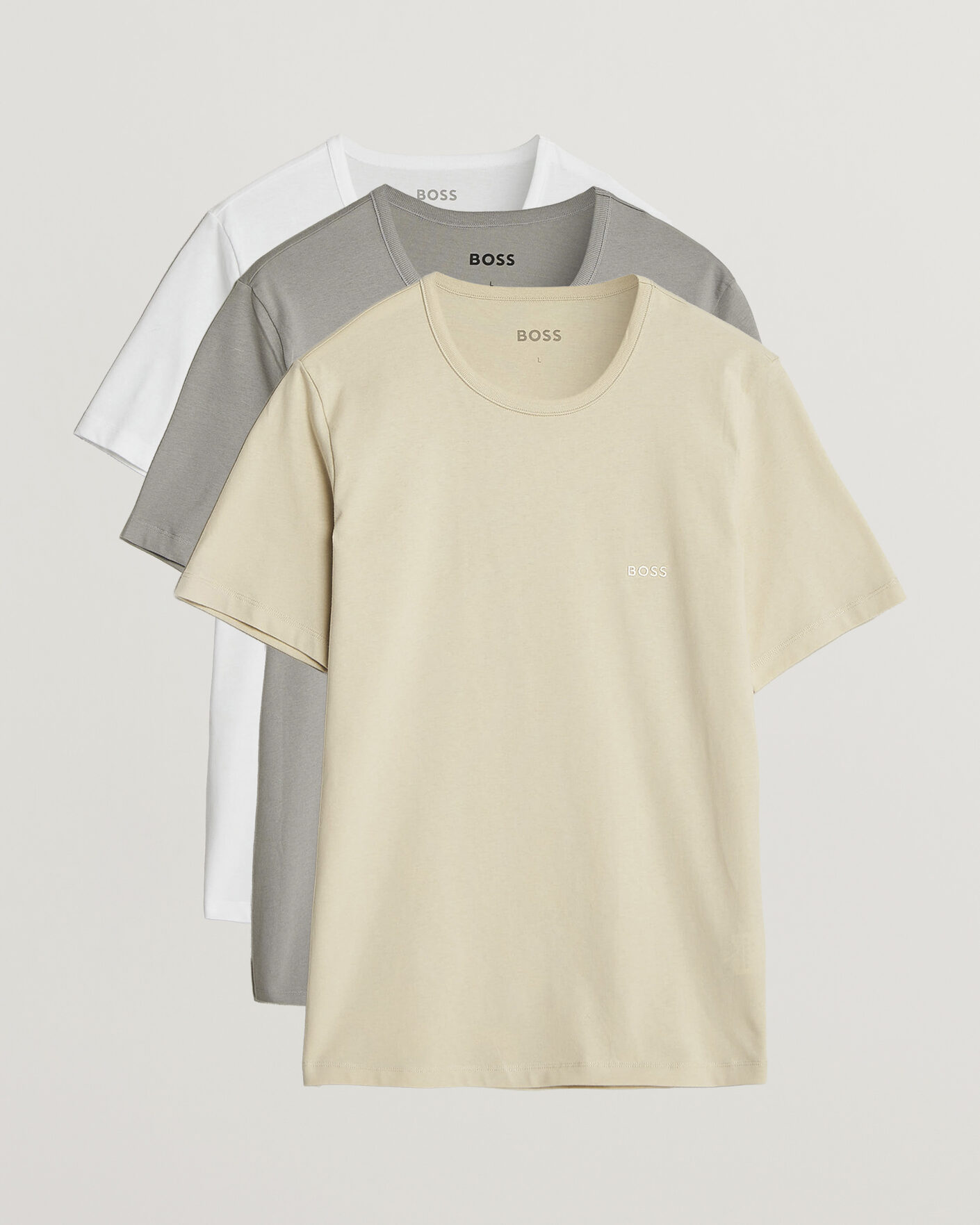 Homme | T-shirts | BOSS BLACK | 3-Pack Crew Neck T-Shirt White/Beige/Grey