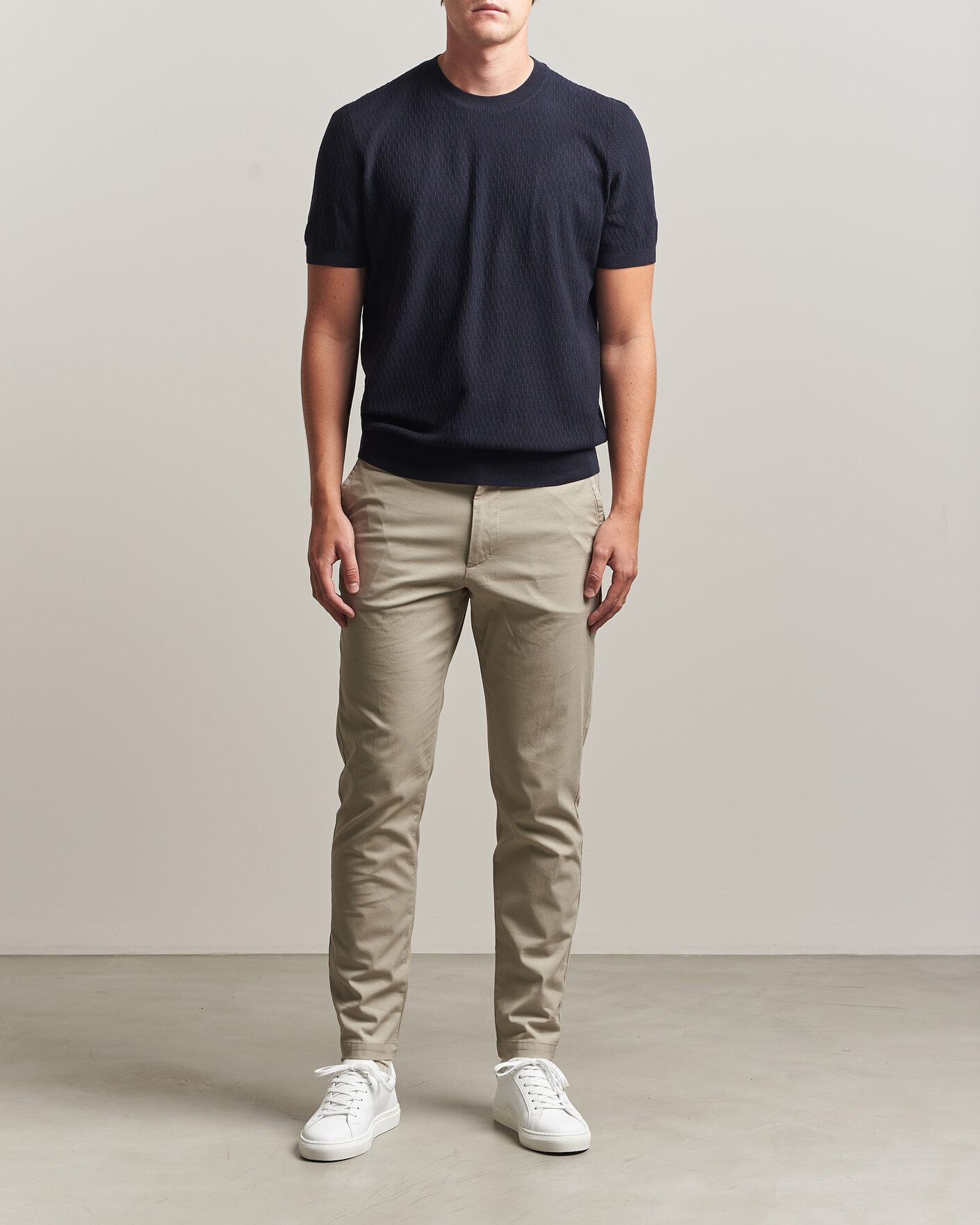 Homme | T-shirts | BOSS BLACK | Laruso Structured Knitted T-Shirt Dark Blue