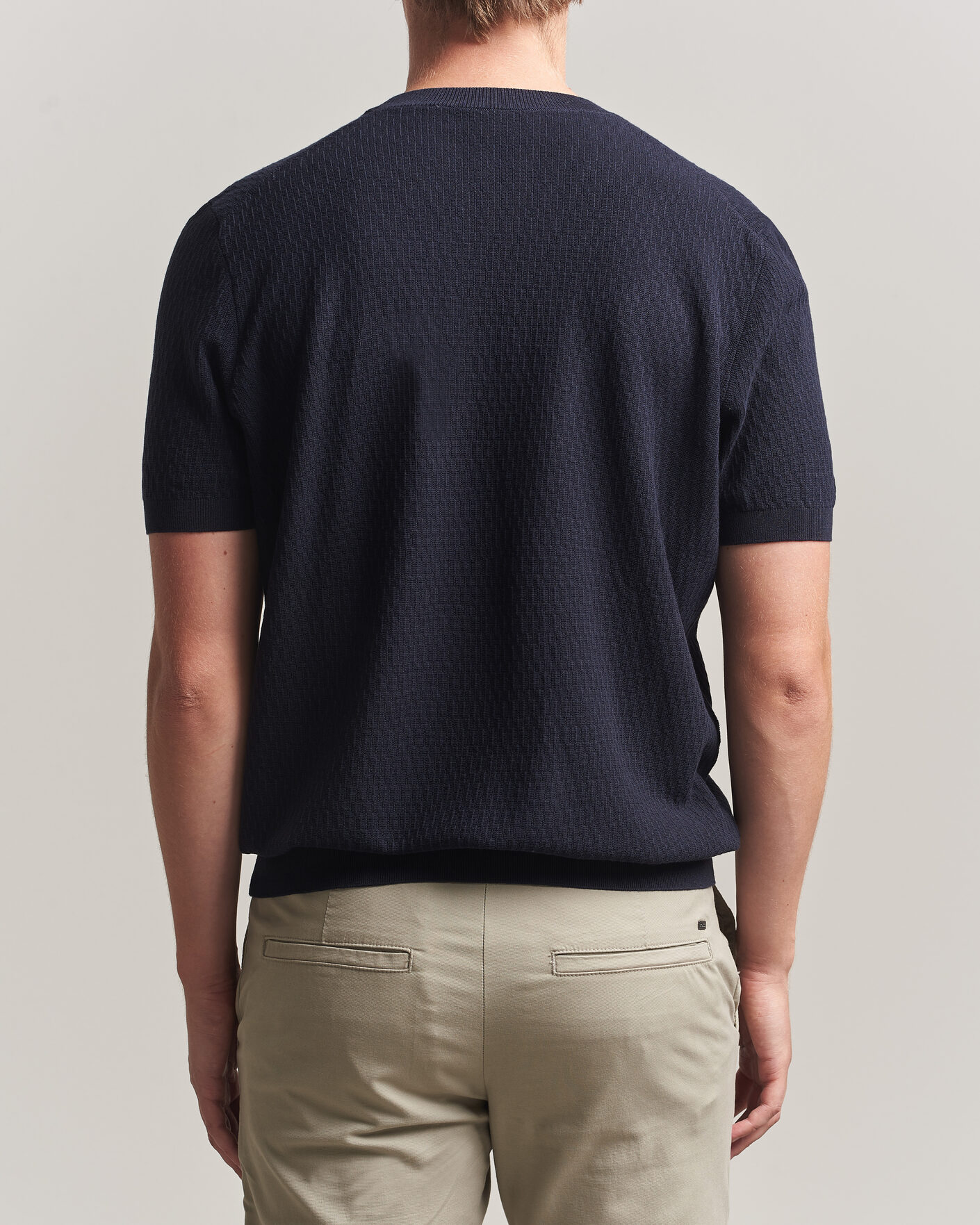 Homme | T-shirts | BOSS BLACK | Laruso Structured Knitted T-Shirt Dark Blue