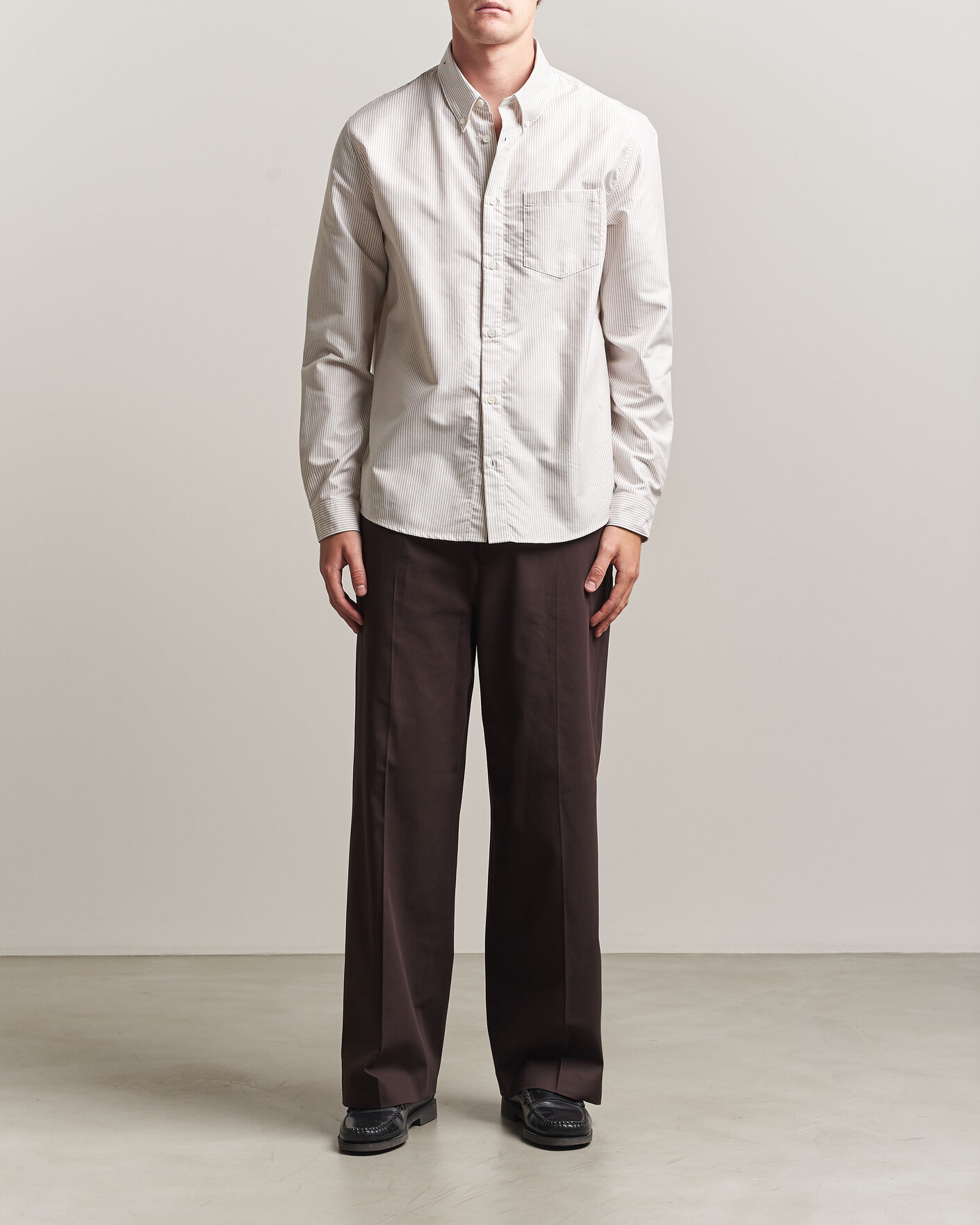 Homme | Chemises | A.P.C. | Greg Striped Oxford Shirt Beige/White