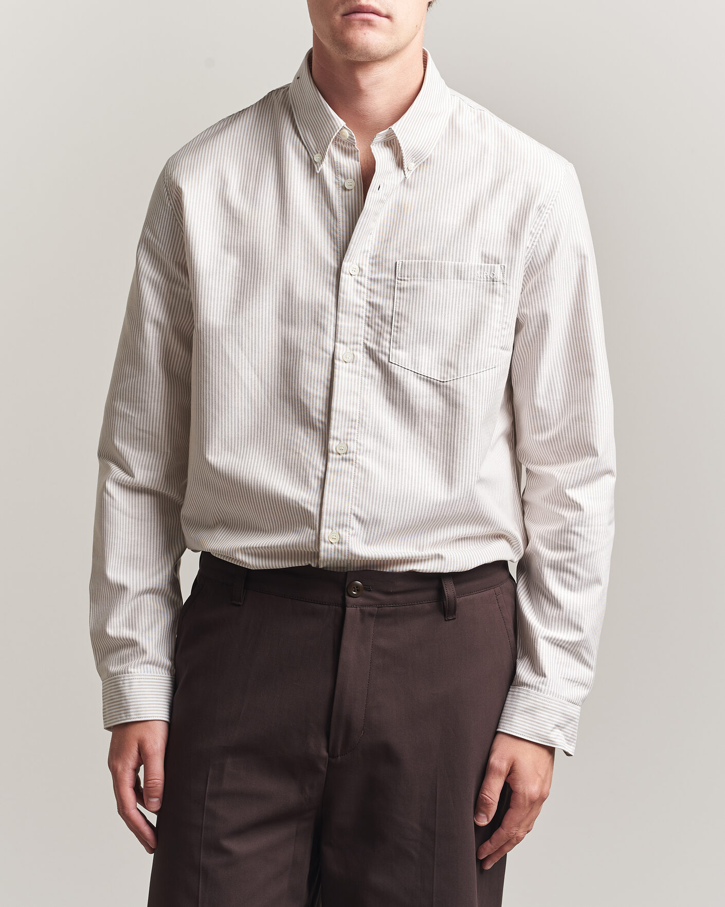 Homme | Chemises | A.P.C. | Greg Striped Oxford Shirt Beige/White
